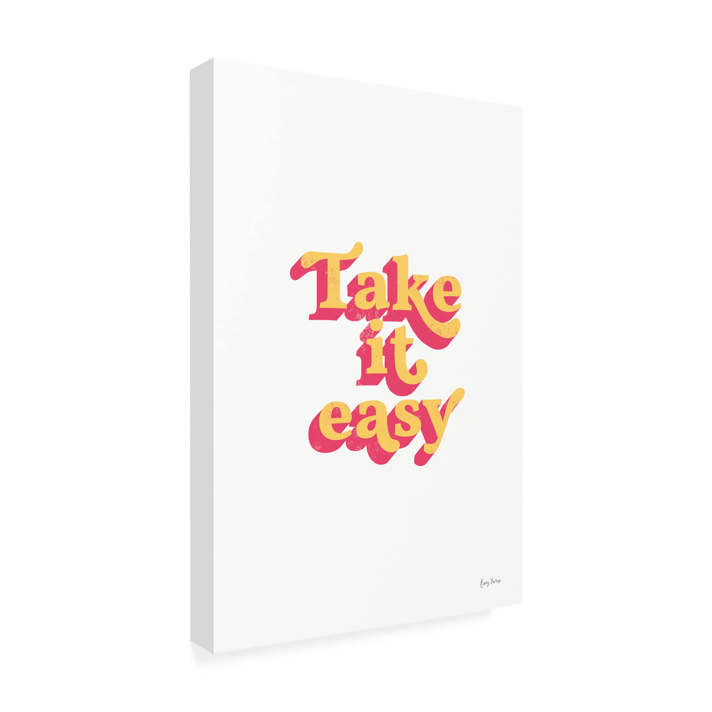 Rainbow Take It Easy Bold Canvas Wall Art by Becky Thorns - 16x24 Inches Stretched Framed Ready to Hang - Perfect for Living Room, Bedroom & Office Decor
