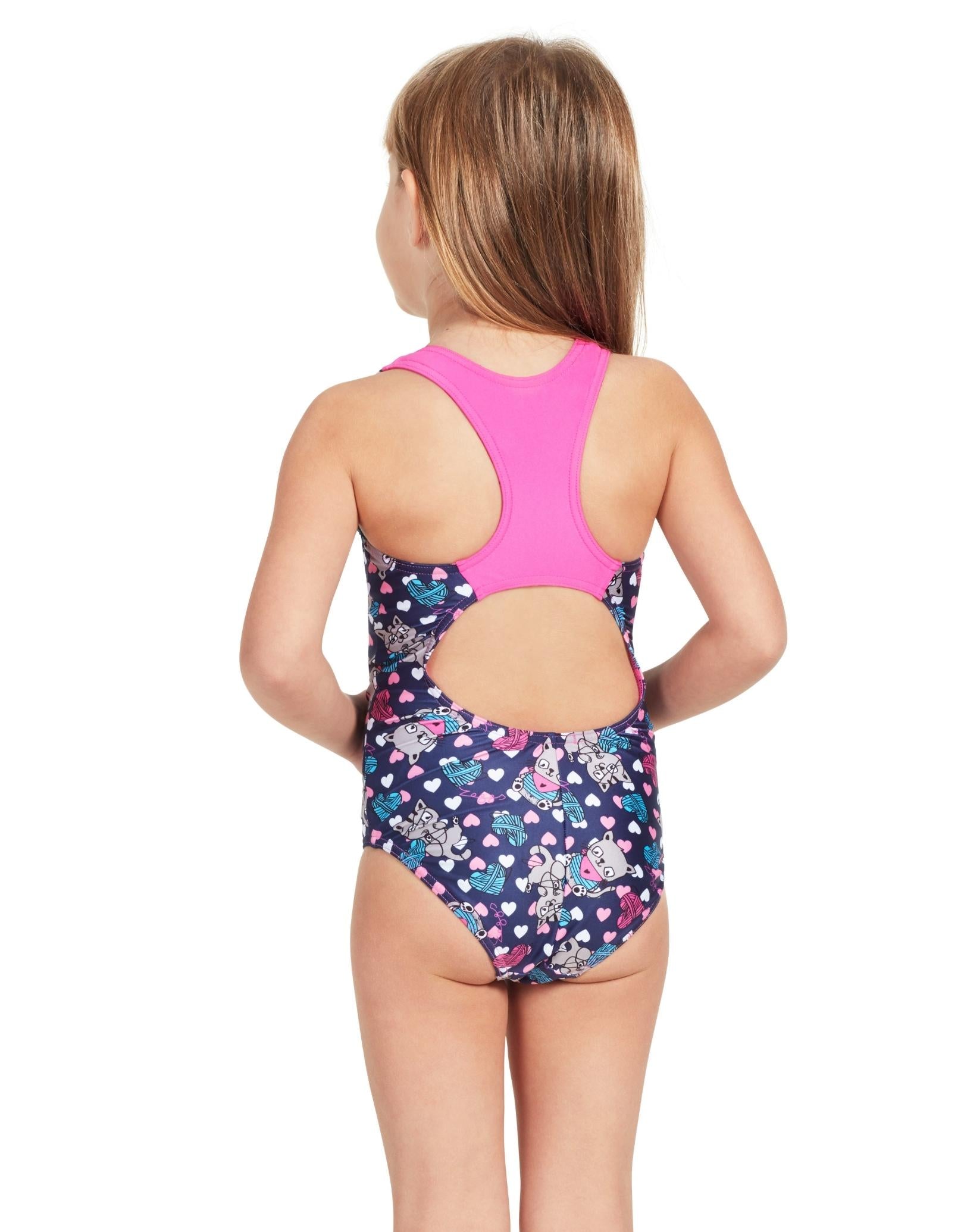 Adorable Kitty Print Actionback Swimsuit for Toddler Girls - Perfect for Beach, Pool & Summer Fun
