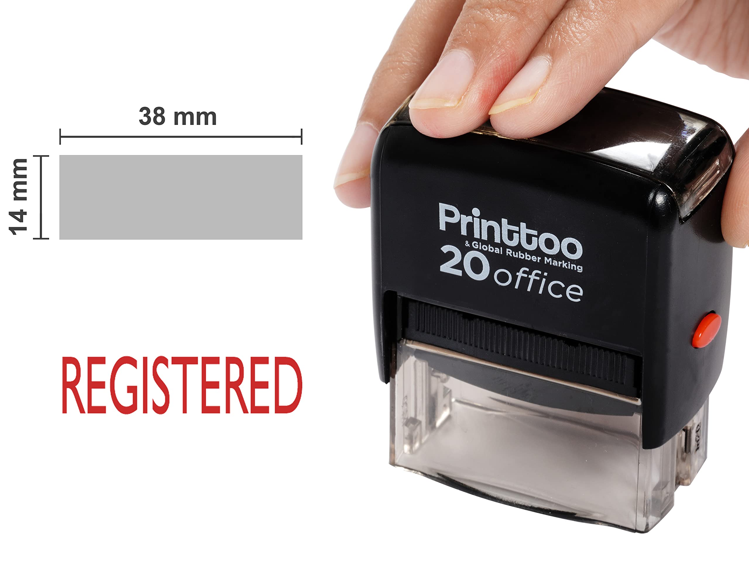 Custom Self-Inking Rubber Stamp for Office & Business - Personalized Registered Stamp with Red Ink | Perfect for Documents, Mail, Certificates & Paperwork
