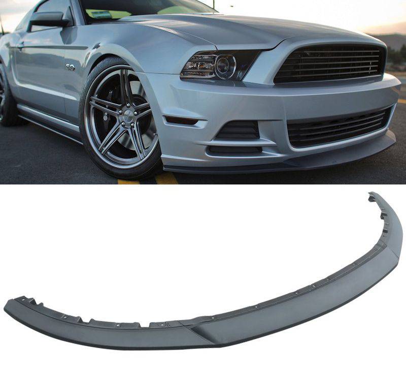 2013-2014 Ford Mustang V6/V8 GT R-Style Front Bumper Lip Spoiler - 3PC Polypropylene Splitter for Base & GT Models | Aggressive Styling & Improved Aerodynamics