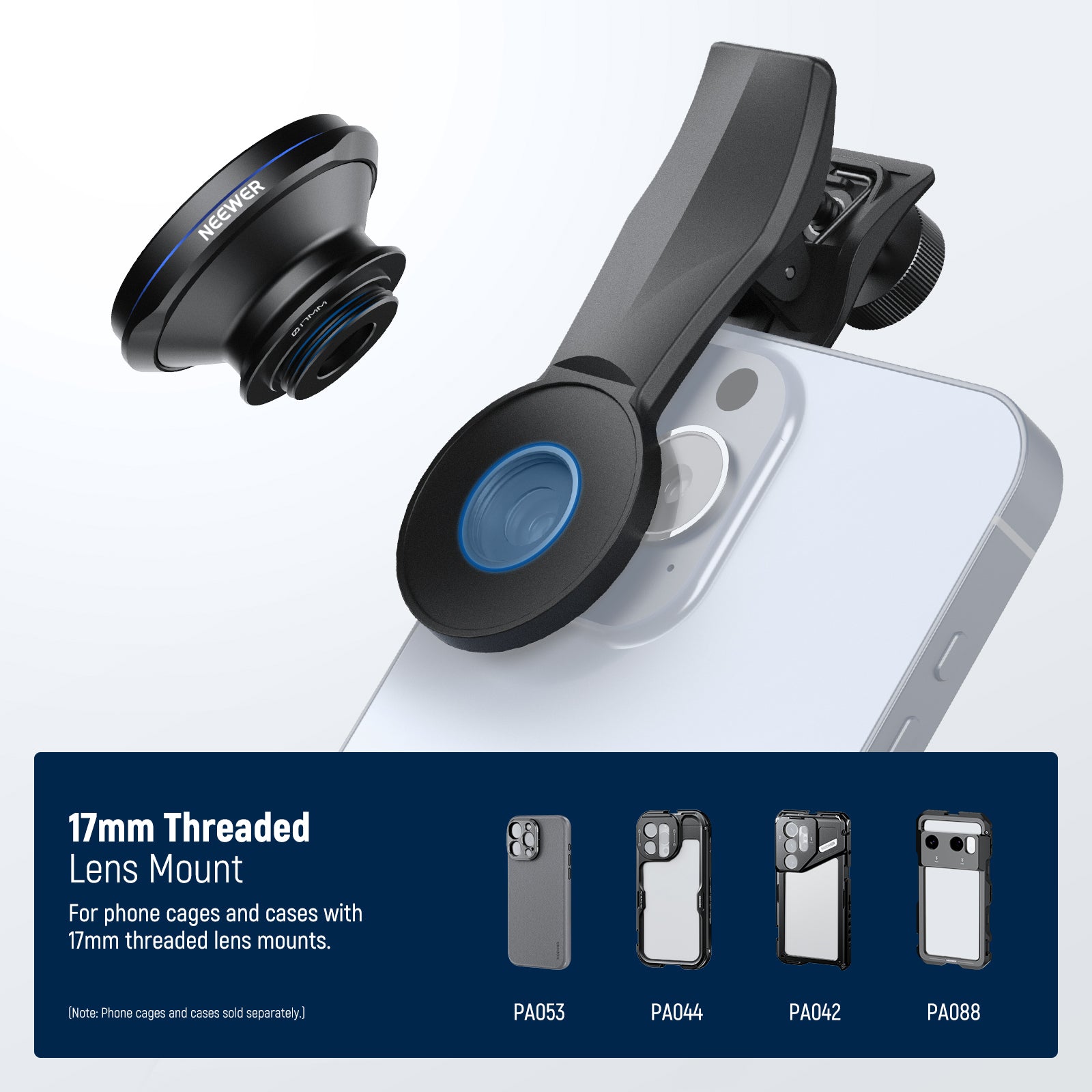 NEEWER LS 57 200° Fisheye VR Lens with 17mm Thread - Universal Smartphone Lens Clip for iPhone, Samsung, Pixel - Perfect for 360° VR Photography, Vlogging & Travel Adventures