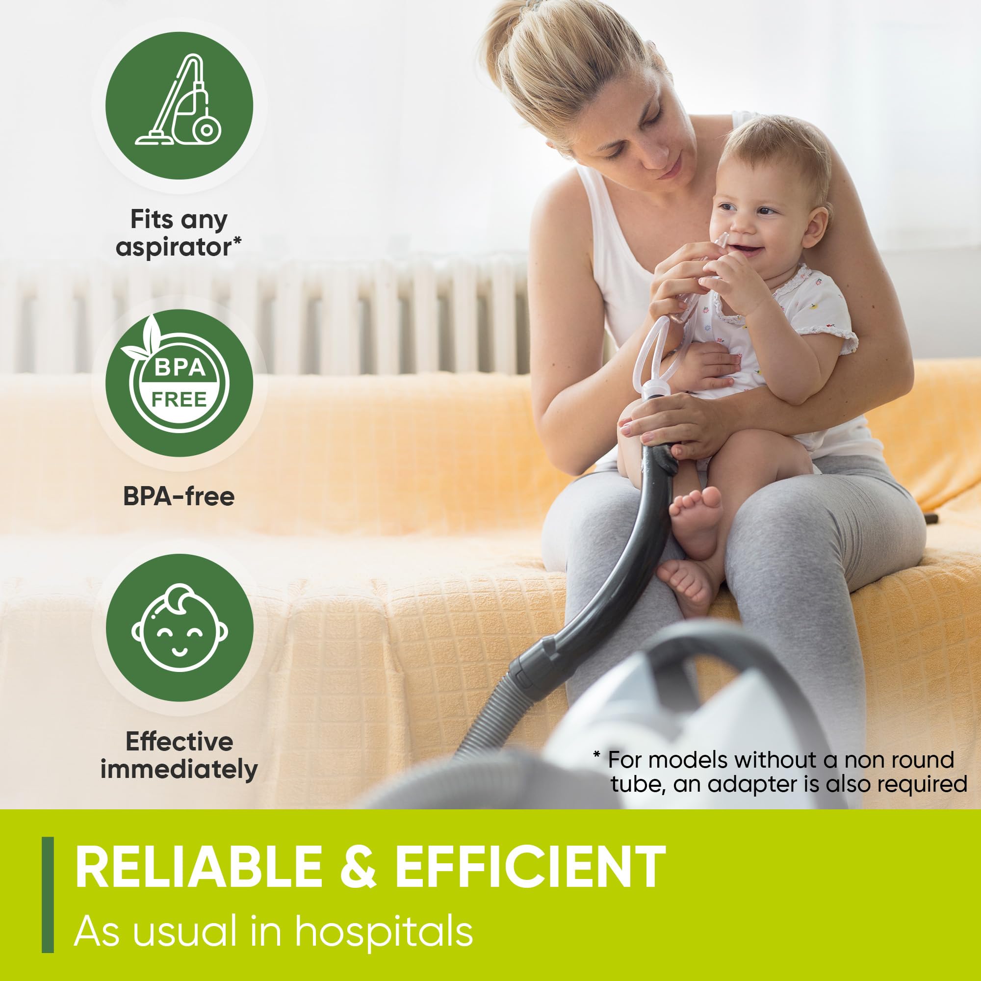 **Airmed's Vac Nasal Aspirator for Babies – Clinically Tested, Safe & Gentle Baby Nose Sucker with 2 Suction Heads & Cleaning Brush | Powerful Vacuum-Like Suction for Newborns & Infants | Perfect for Congestion Relief & Comfortable Breathing**