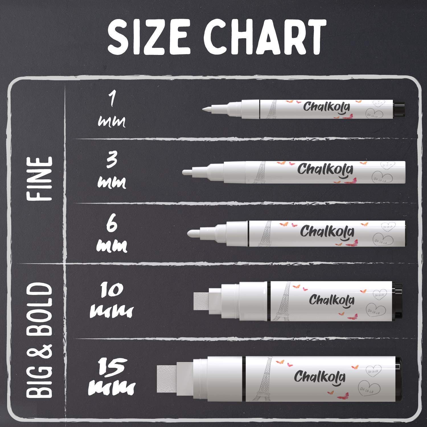 10mm Metallic & 5 White Chalk Markers Set - Perfect for DIY Crafts, Restaurant Menus, Wedding Signs & Classroom Teaching