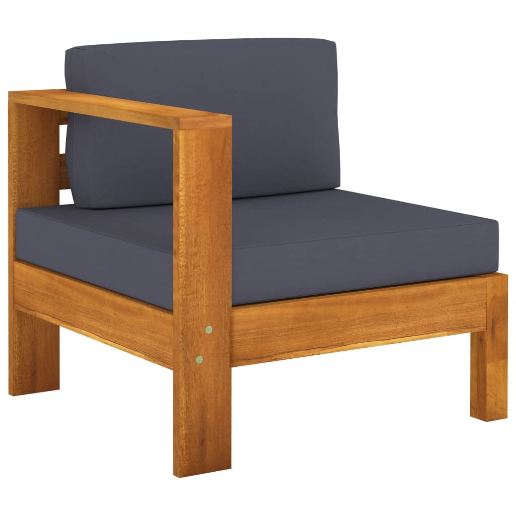 3-Piece Acacia Wood Patio Conversation Set with Dark Gray Cushions - Outdoor Lounge Sofa for Garden, Lawn, Porch & Backyard | Perfect for Relaxing, Entertaining & Sunbathing