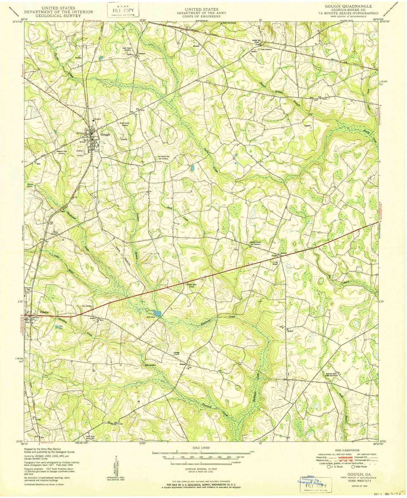 1950 Gough, GA Historical Topographic Map - USGS Vintage Wall Art - 44x55 Inches Large Framed Map for Home & Office Decor - Perfect for History Buffs & Map Collectors