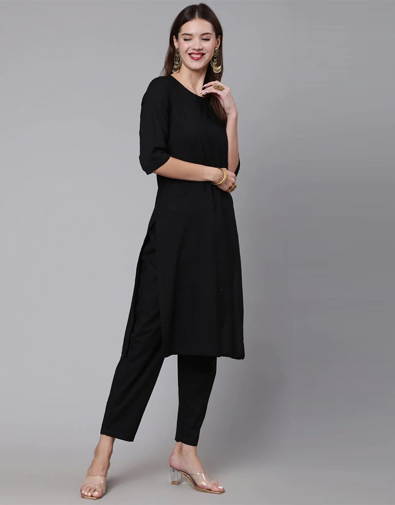 Premium Black Pure Cotton Pant Suit for Women - Comfortable Business Formal Wear for Office, Interviews & Professional Events