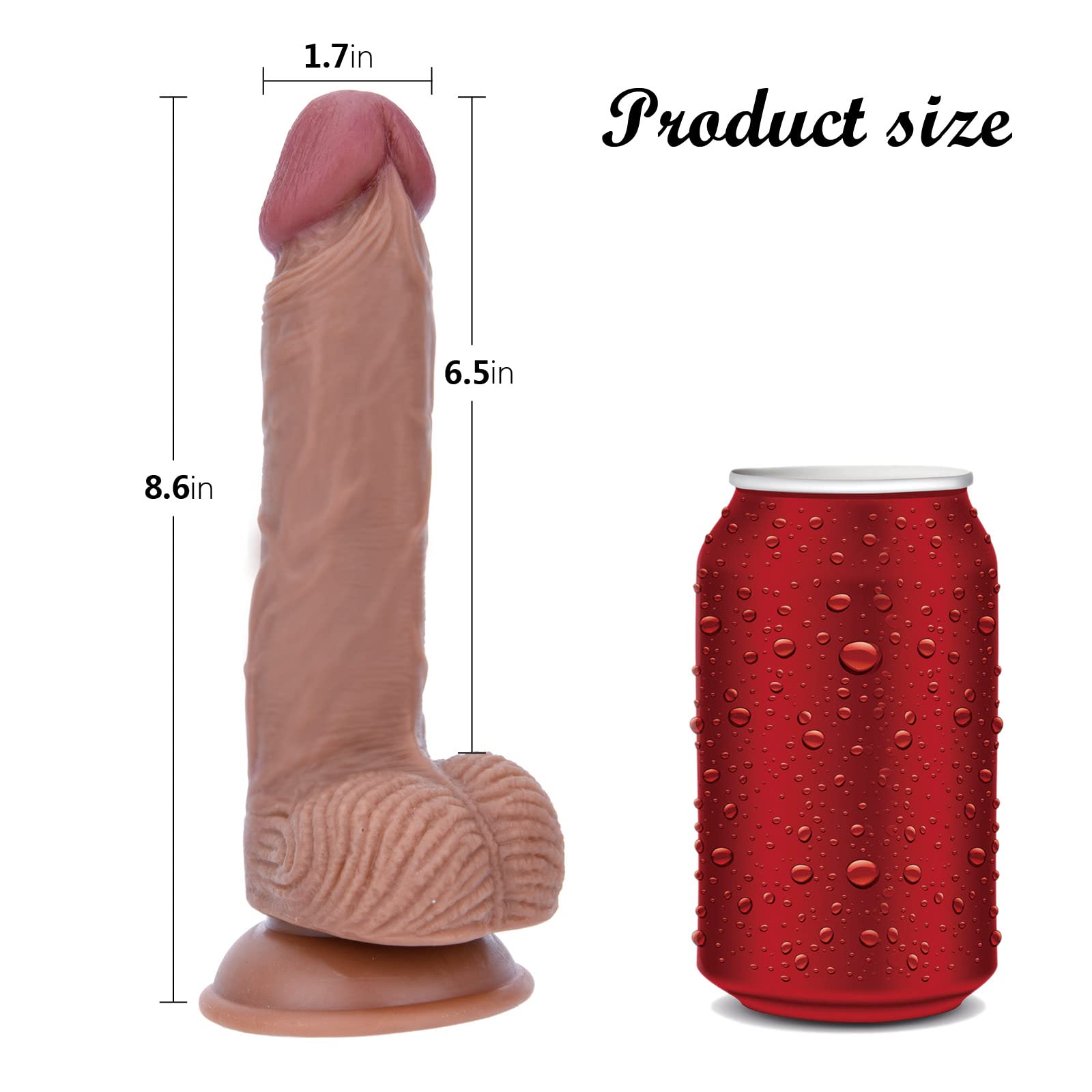 8.6 Inch Realistic Dildo with Strong Suction Cup - Soft Silicone Penis Toy for Deepthroat Training & G-Spot/Prostate Stimulation - Adult Sex Toys for Women & Couples - Perfect for Solo Play, Couples Fun & BDSM Scenes