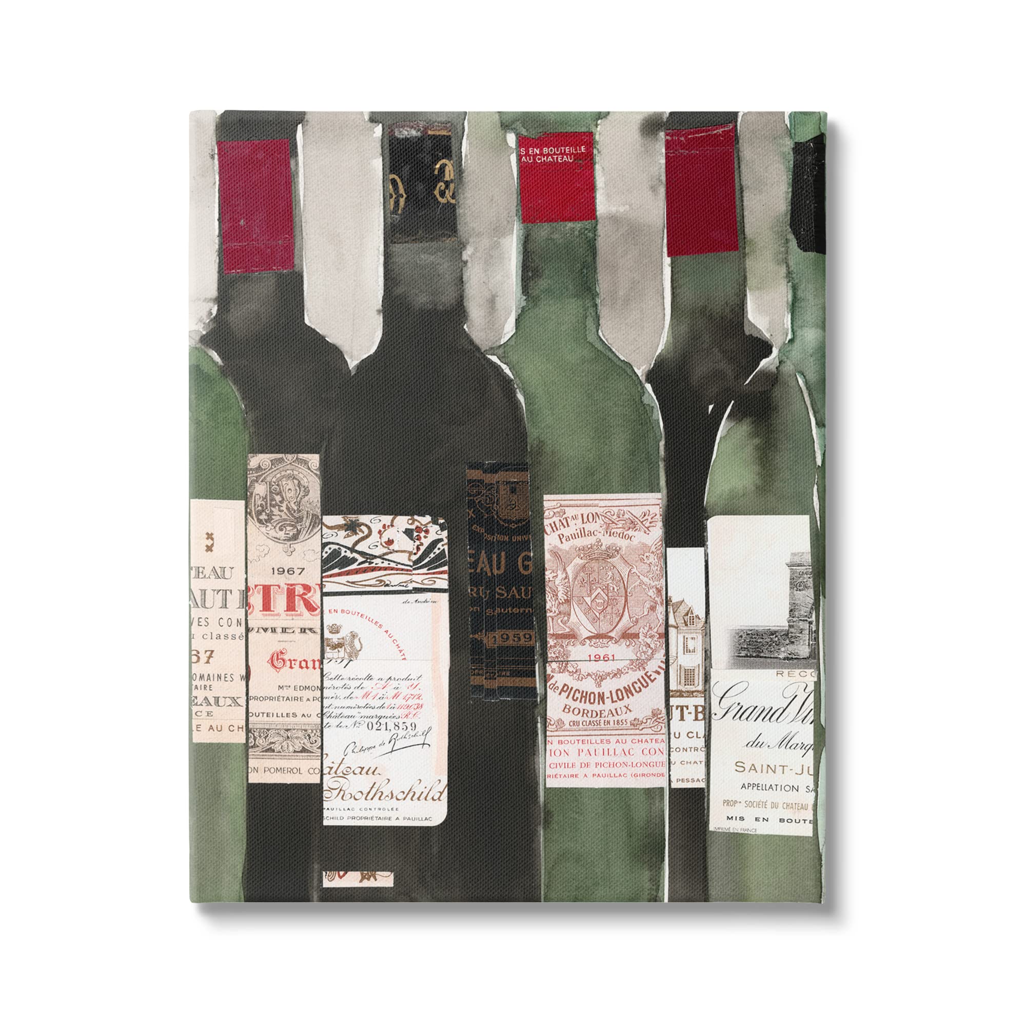 Stupell Industries Vintage Style Green Labeled Liquor Wine Bottles Wall Art - Samuel Dixon Design - Perfect for Home Bar, Kitchen Decor & Wine Enthusiast Gifts