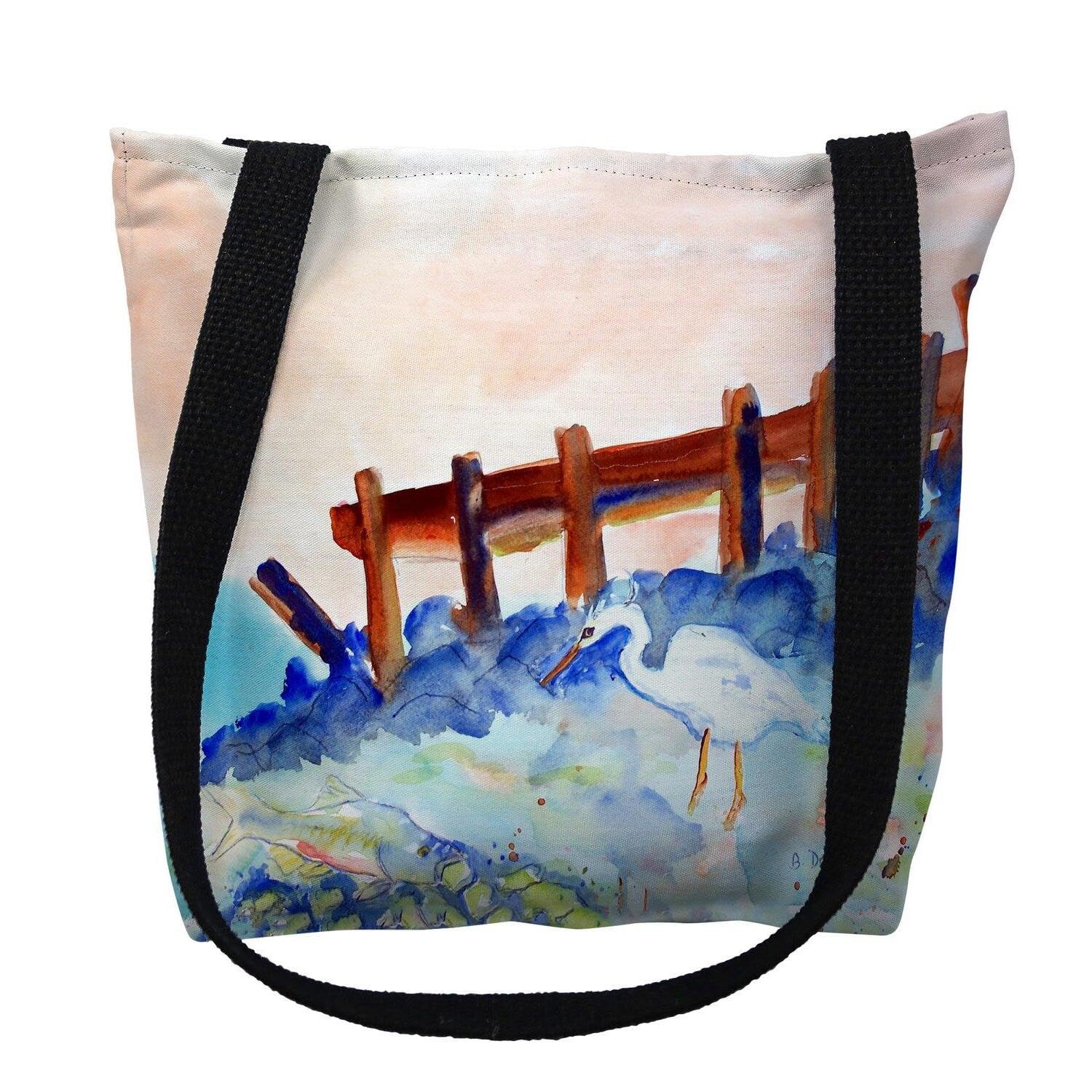 Betsy Drake Great White Heron Medium Tote Bag 16x16 - Stylish Canvas Shoulder Bag for Women, Perfect for Beach, Shopping & Work Commute