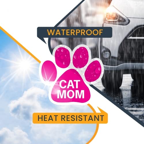 Pink Pawprint Cat Magnet Decal for Cars - 5 Inch Heavy Duty Automotive Magnet - Cat Mom Gift for Motherhood Celebration - USA Made Car Accessories for Trucks & SUVs - Perfect for Pet Lovers & Feline Enthusiasts