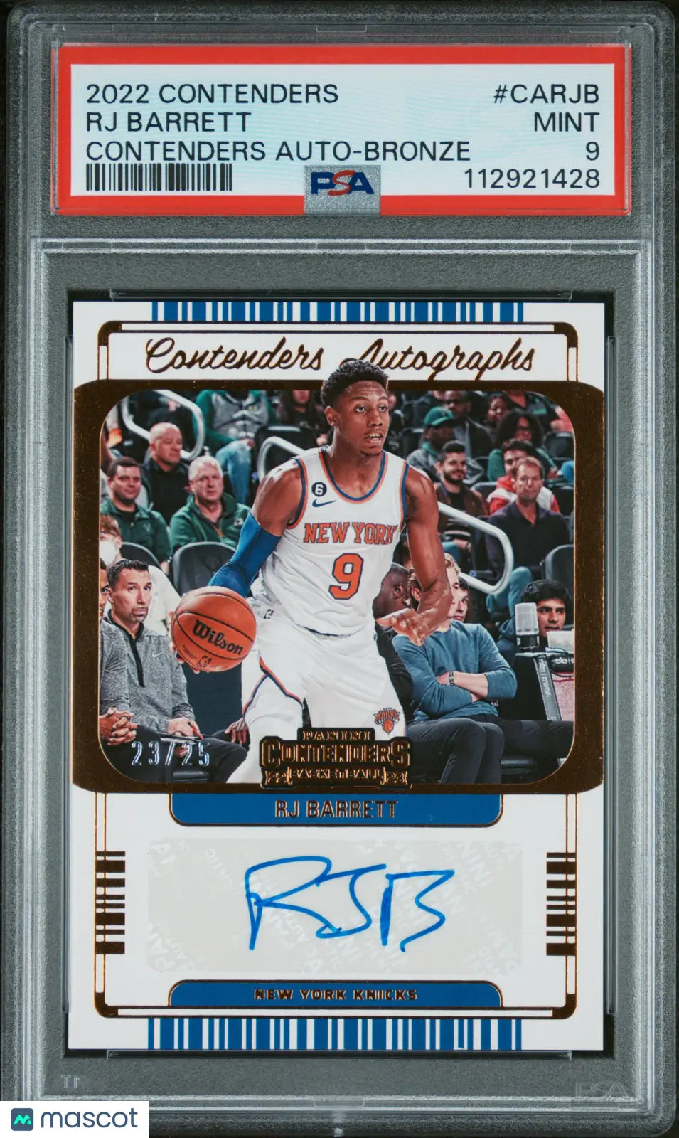 2022 Panini Contenders RJ Barrett Bronze Autograph Card PSA 9 /25 - NBA Collectible for Sports Memorabilia Fans & Trading Card Enthusiasts