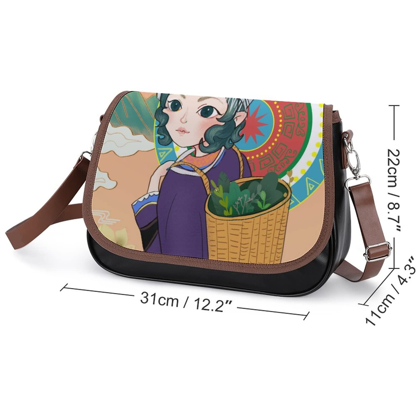 Stylish Printed Leather Crossbody Bag for Women - Medium Hobo Shoulder Bag with Top Handles - Perfect for Daily Use, Travel & Work