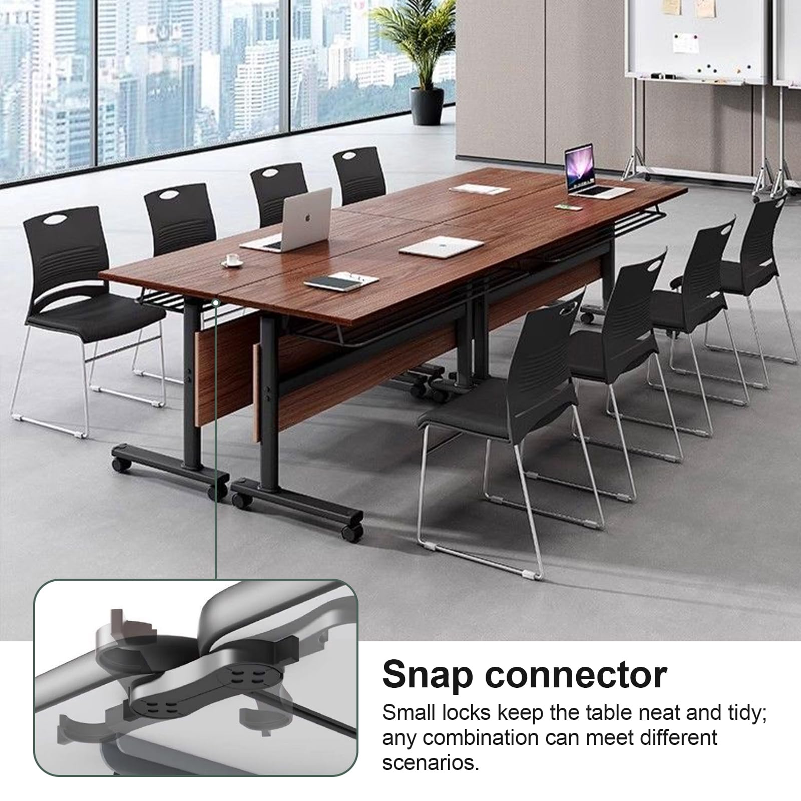 Foldable Flip Top Conference Table with Wheels - 4-Pack 47.2