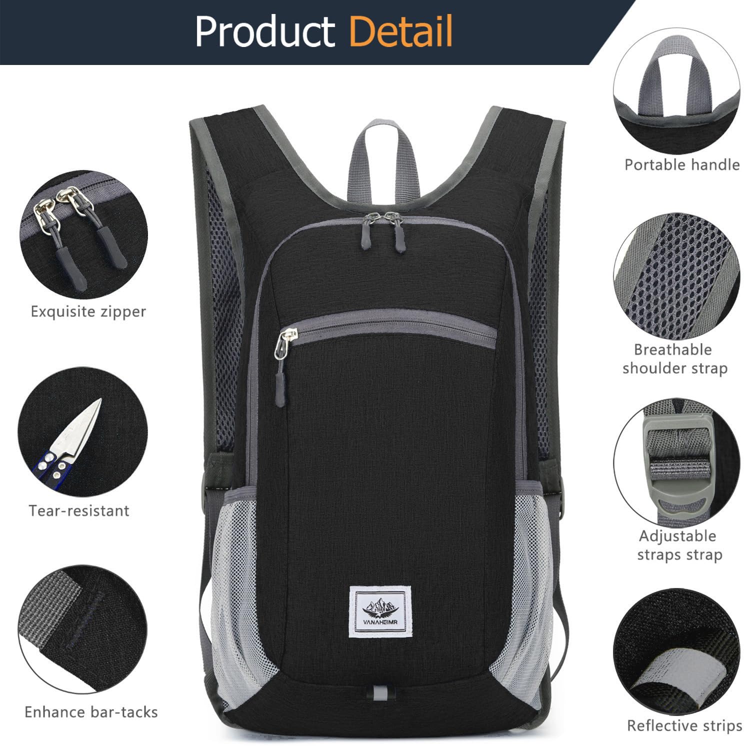 15L Lightweight Packable Hiking Backpack - Foldable Daypack for Travel, Hiking & Daily Use - Water-Resistant Shoulder Bag for Women & Men - Perfect for Commuting, Outdoor Adventures & Gym