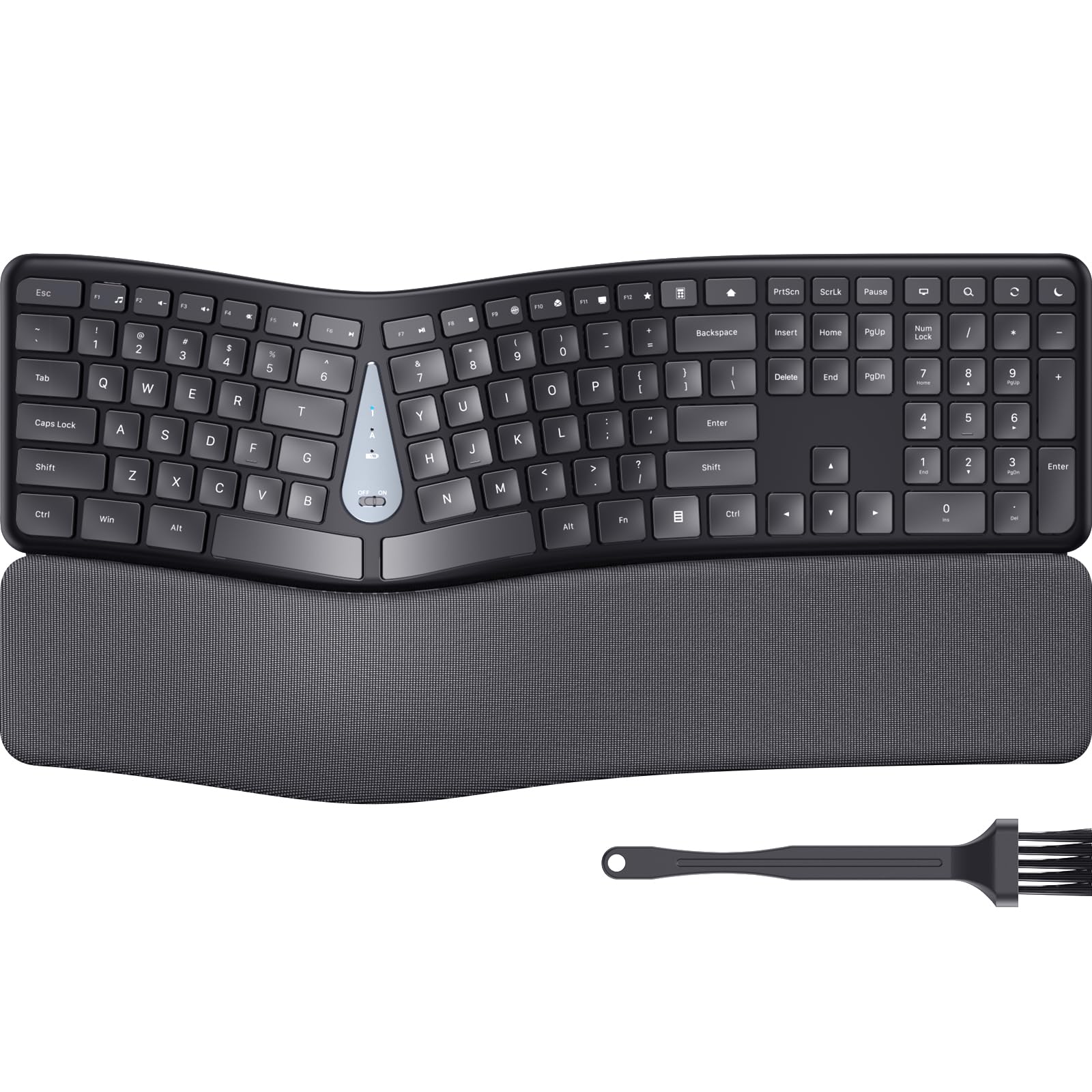 Wireless Ergonomic Split Keyboard with Wrist Rest & Cleaning Brush - 2.4G Comfortable Computer Keyboard for Windows PC & Laptops - Perfect for Office Work, Gaming & Long Typing Sessions