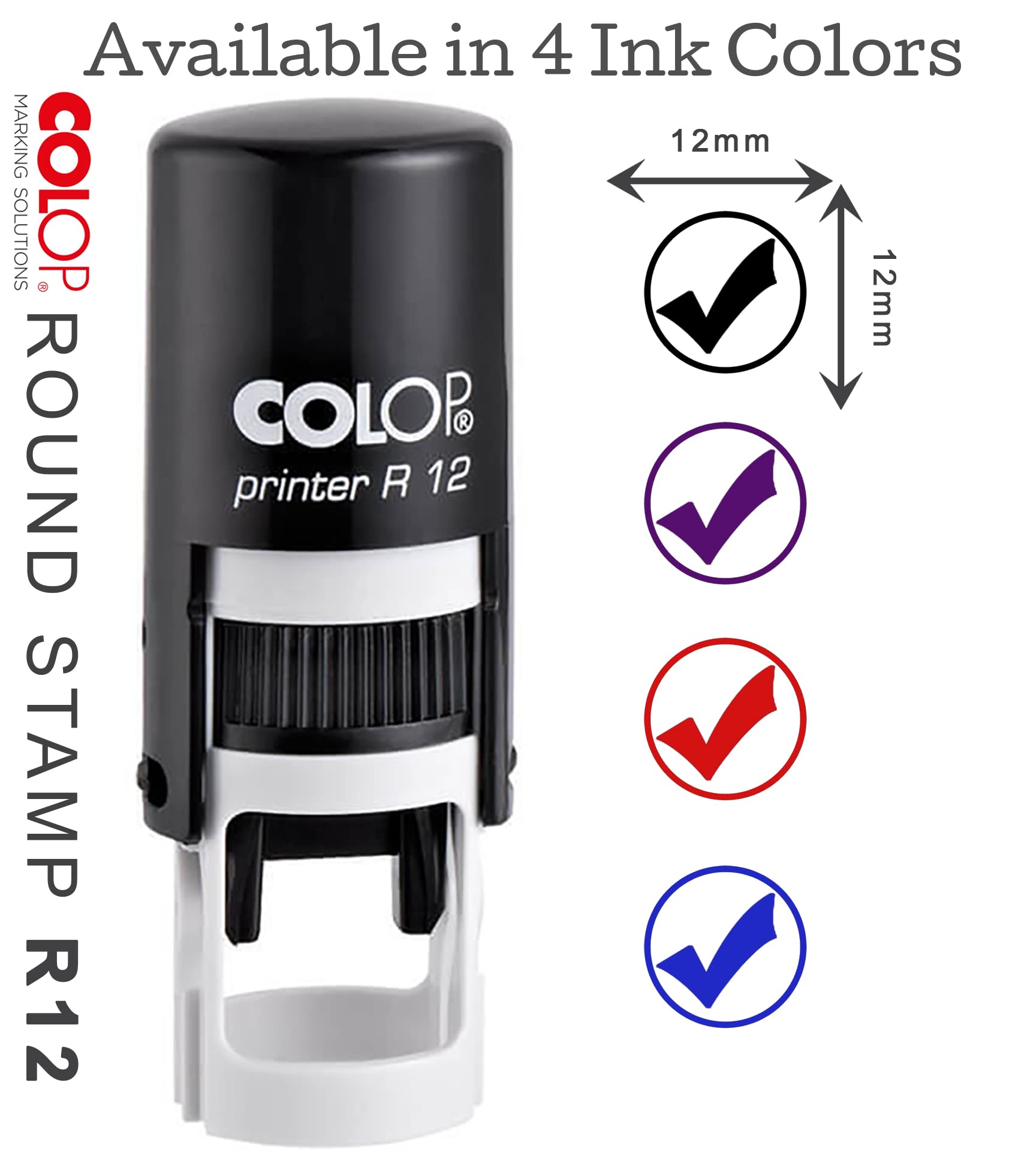 Self Inking Mini Rubber Stamp - 12mm Round for Teachers & DIY Crafts