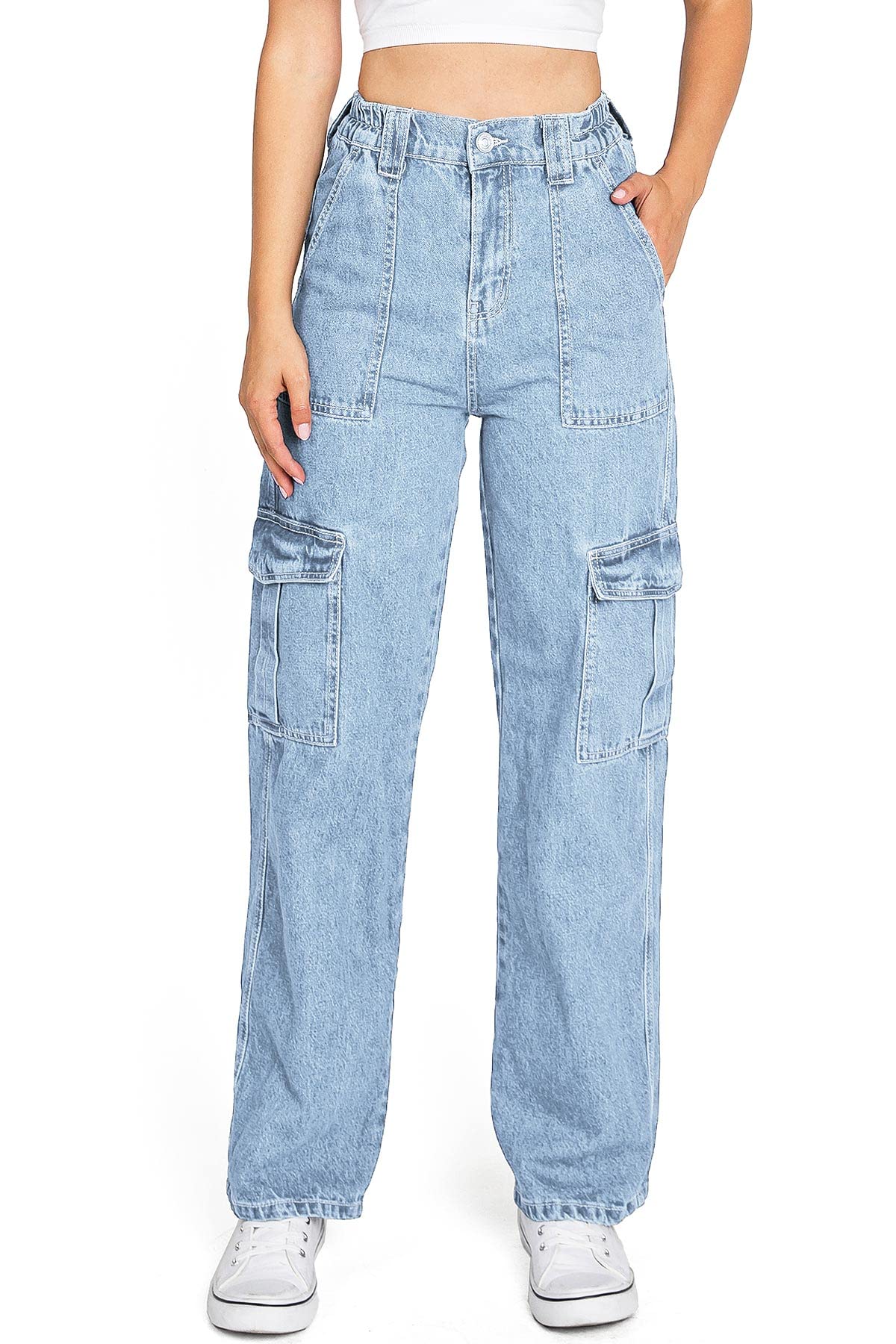 Women's High Waist Skater Denim Jeans - Loose Fit Straight Leg Stretch Comfortable Casual Pants for Everyday Wear, Work & Weekend Outfits