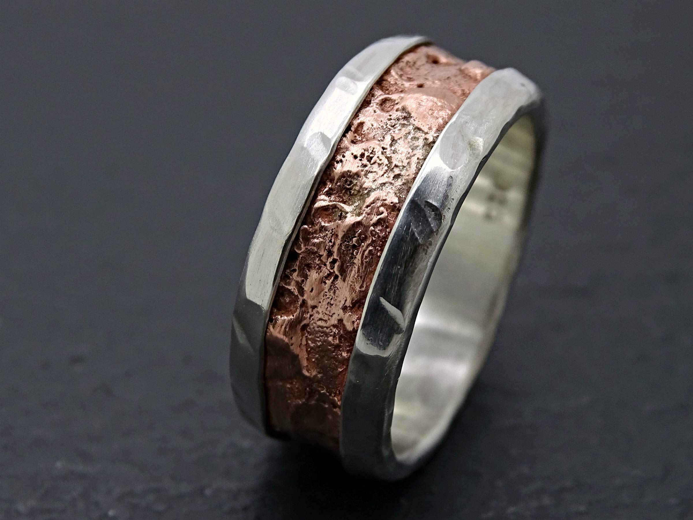 Unique Mixed Metal Ring for Men - Cool Copper & Silver Wedding Band, Rugged Engagement Ring, Anniversary Gift for Him, Perfect for Everyday Wear & Special Occasions