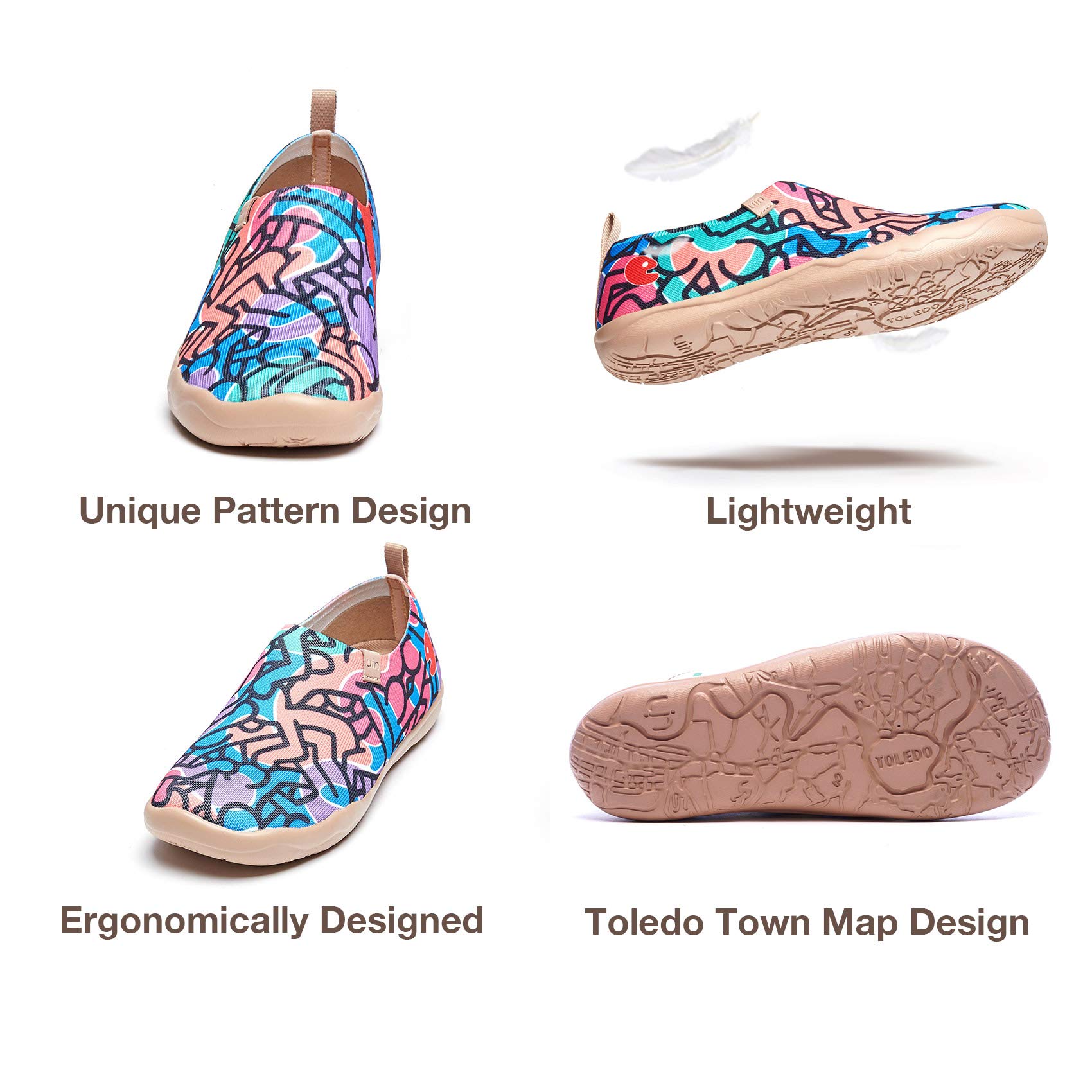 UIN Women's Knitted Slip-On Walking Shoes - Lightweight Comfort Loafers & Fashion Sneakers for Casual Wear - Perfect for Walking, Travel, and Everyday Use (Size 9.5)