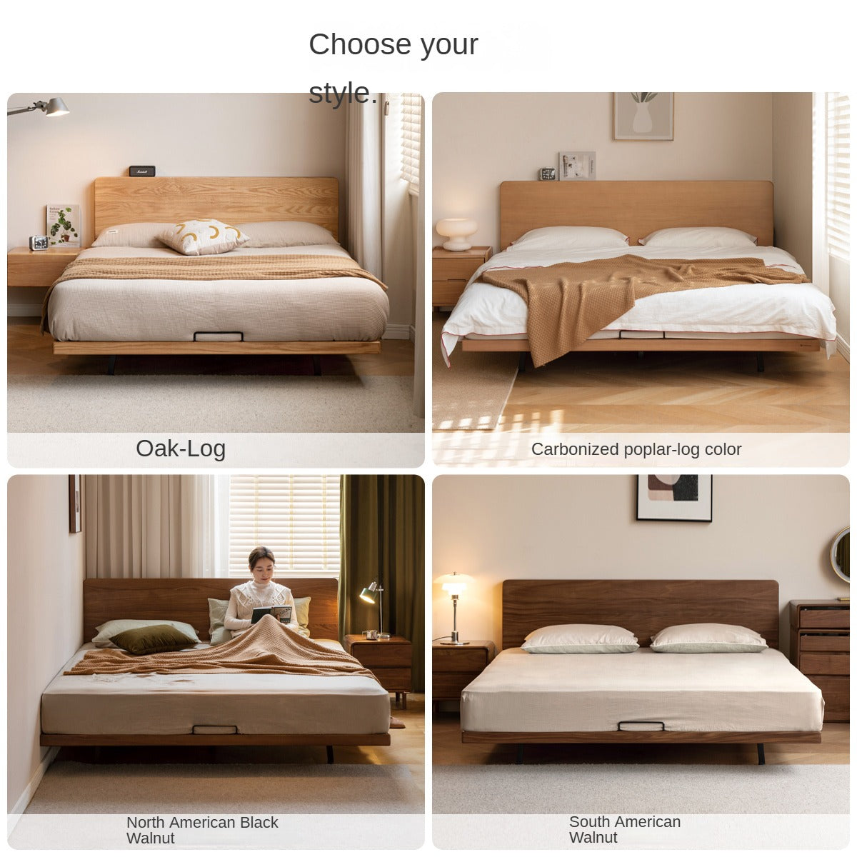 Solid Oak Wood Floating Bed Frame - Modern Platform Bed with Suspended Design for Bedroom, Guest Room & Loft