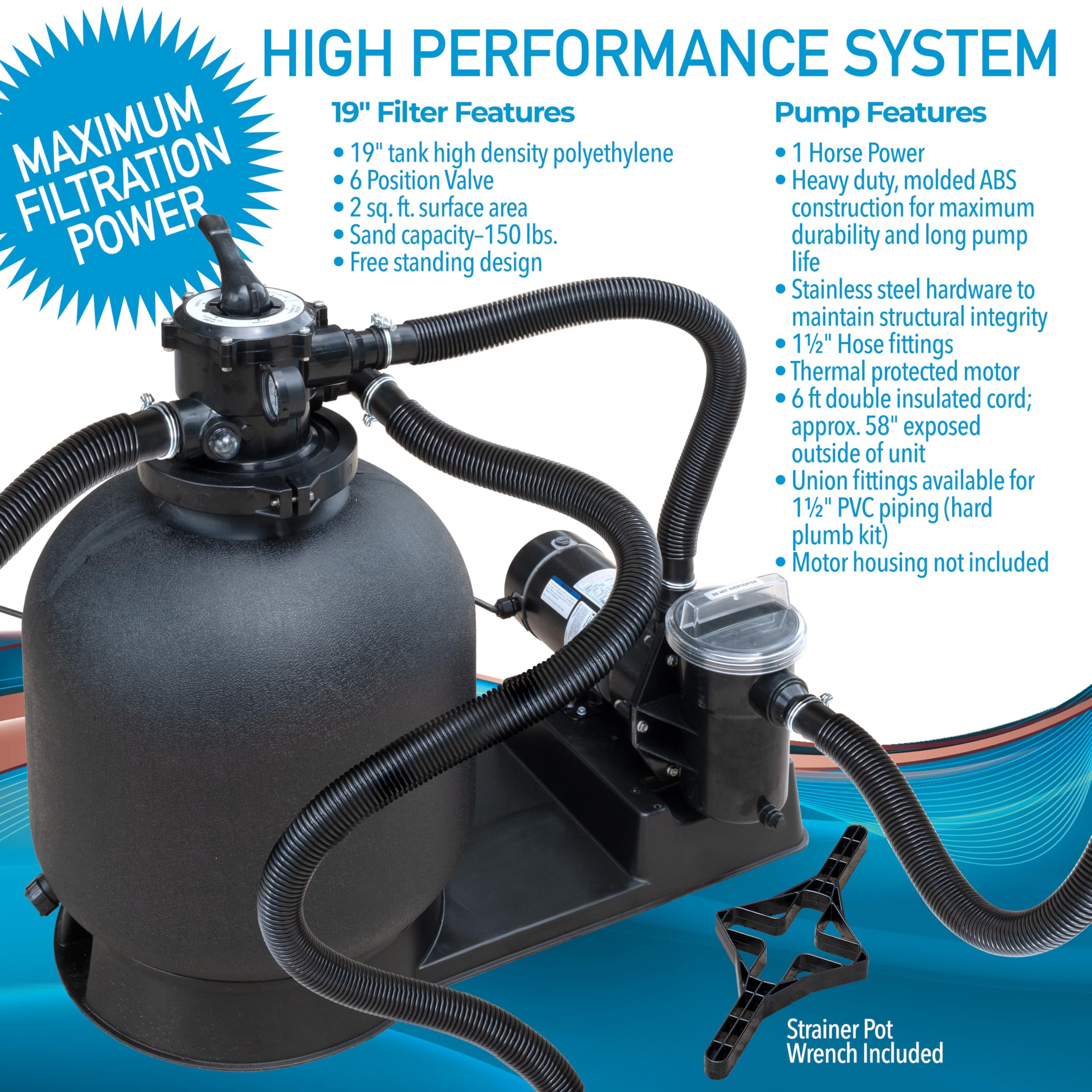 21 Foot x 52 Inch Doughboy Above Ground Pool Kit - Steel Wall Pool with Liner, Sand Filter, Pump & Skimmer - Made in USA by Hollowell Industries - Perfect for Backyard Family Fun & Summer Relaxation