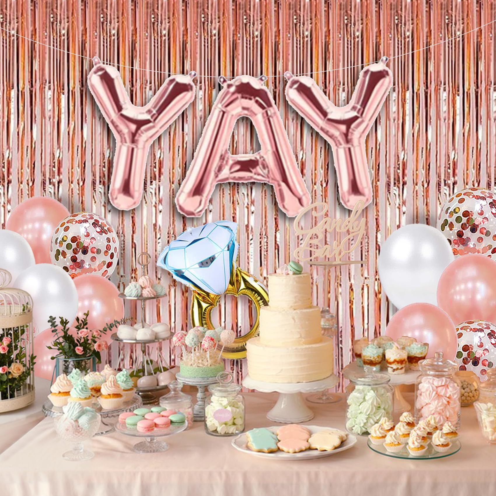 Bachelorette Party Decorations Set - Naughty Bride Balloons, She Said Yes Banner, Wedding & Bridal Shower Balloons - Perfect for Engagement Parties, Wedding Showers & Bachelorette Celebrations