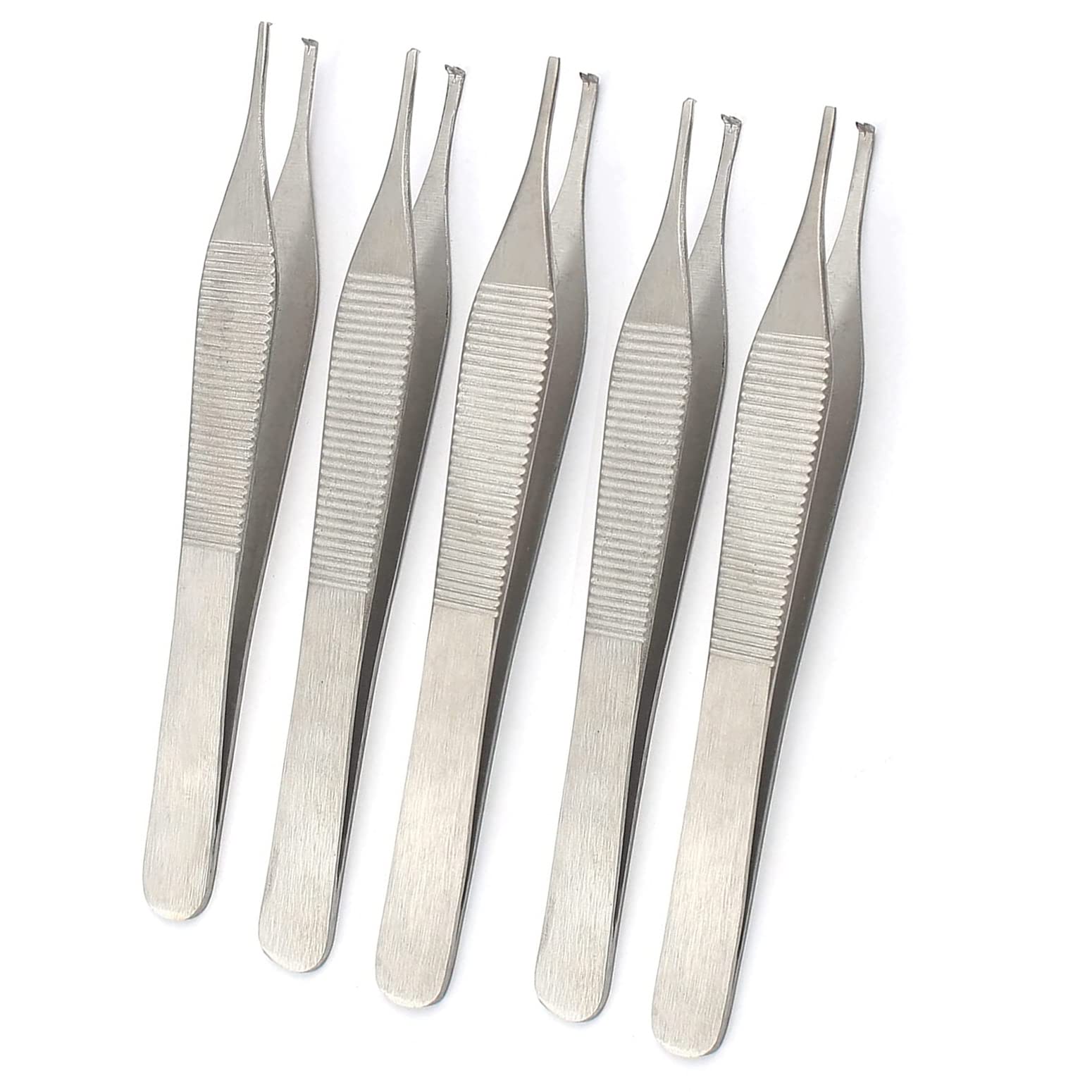 Adson Tissue Forceps 4 3/4 Inch 1x2 Teeth - Surgical Forceps for Precision Grasping - Pack of 5 - Ideal for Medical Procedures, First Aid Kits & Veterinary Use
