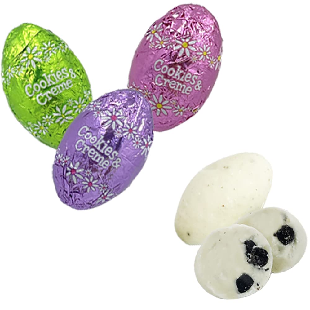 Fruidles Easter Cookies & Cream Chocolate Eggs - 1 Pound Multicolored Foil Wrapped Milk Chocolate in Happy Easter Gift Box | Perfect for Easter Baskets, Party Favors & Holiday Gifting