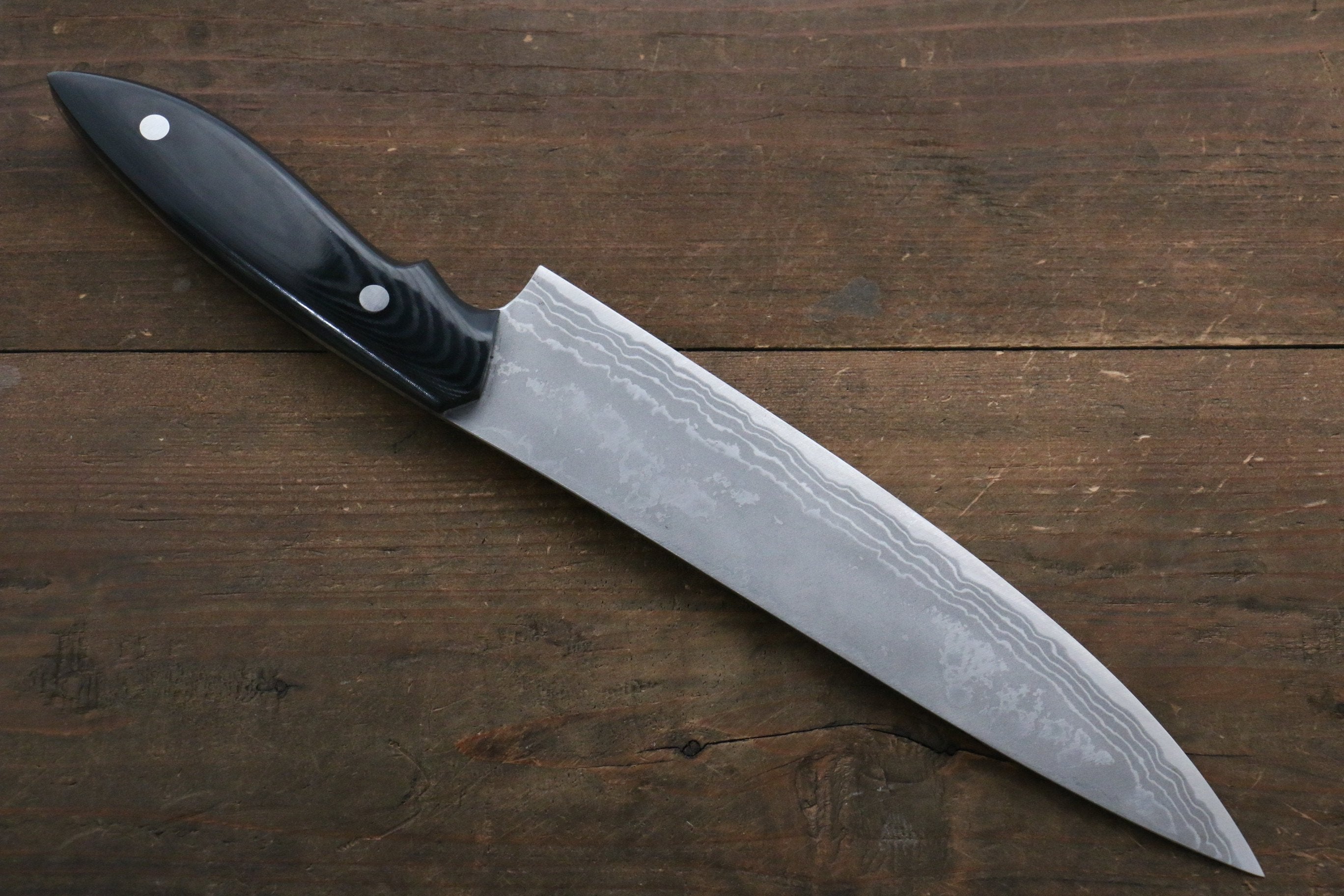 Premium Kazuo Nomura White Steel No.2 Damascus Gyuto Chef Knife 210mm - Japanese Kitchen Knife with Micarta Handle for Professional Chefs & Home Cooking - Perfect for Slicing, Dicing & Meat Cutting