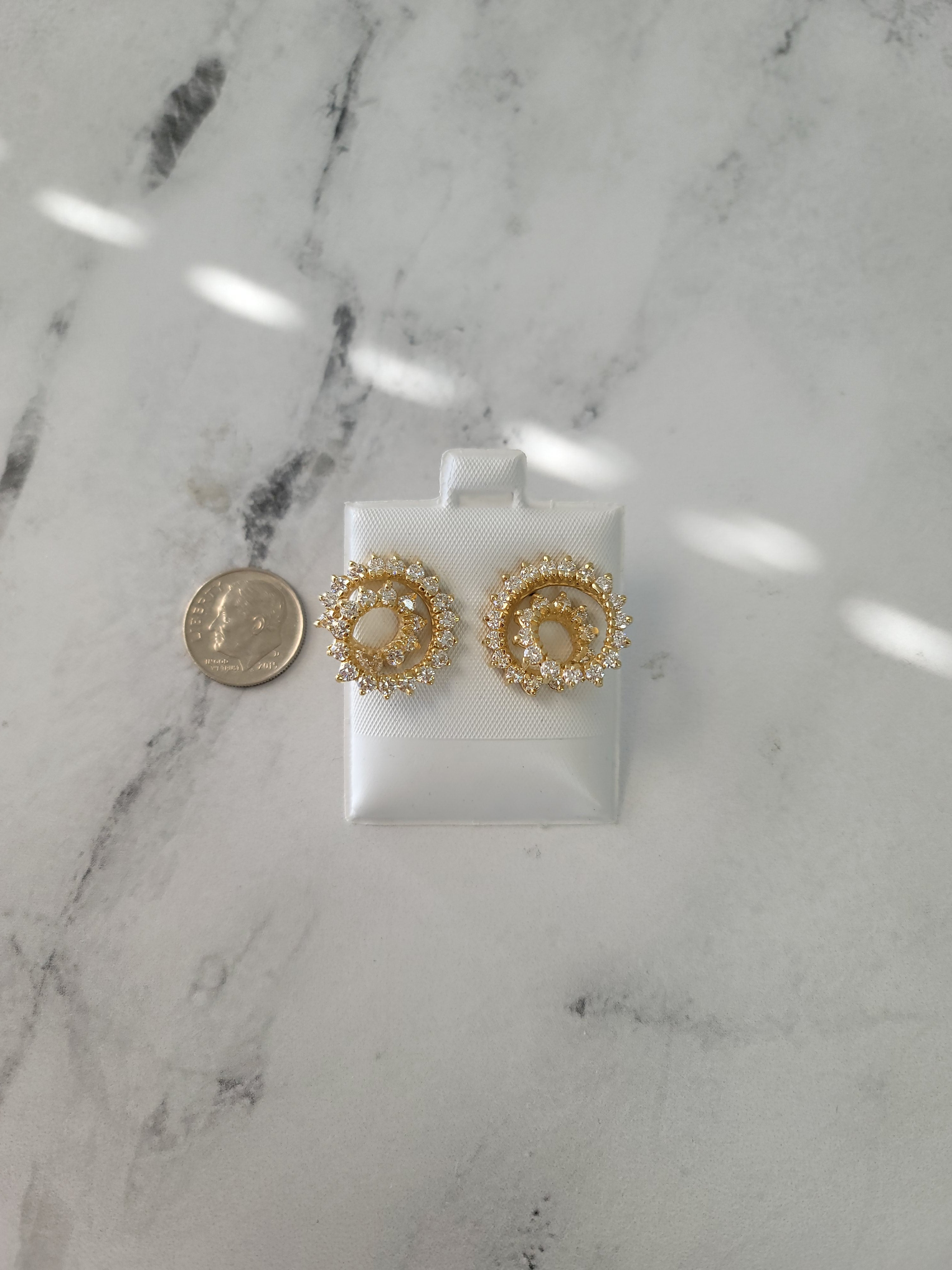 2.80cttw Diamond Swirl Earrings in 14k Yellow Gold - Elegant Jewelry for Women, Perfect for Weddings, Parties & Special Occasions