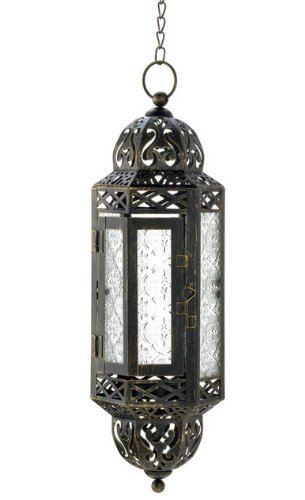 Outdoor Moroccan Iron Hanging Candle Lantern - Rustic Decorative Lighting for Garden, Patio & Wedding Decor | Creates Romantic Ambiance