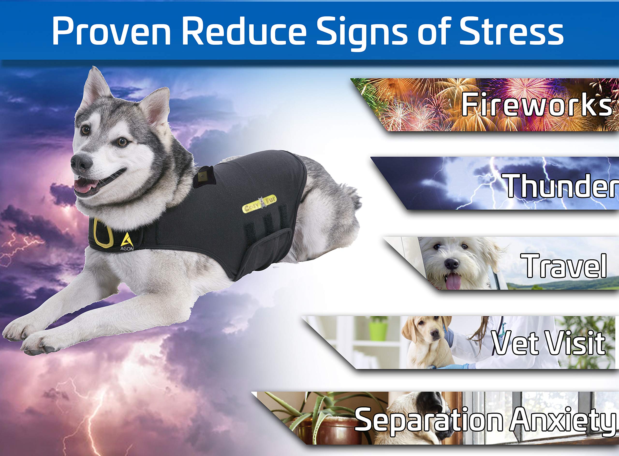 3-in-1 Anxiety Relief Dog Vest with Music & Aromatherapy - Calming Sound & Essential Oil Scent for Canine Stress Relief - Fireworks, Thunder, Separation Anxiety - Comfortable Shirt Jacket for Small Dogs (Black, XXS [Up to 7 Lbs]) - Perfect for Storms, Travel & Vet Visits