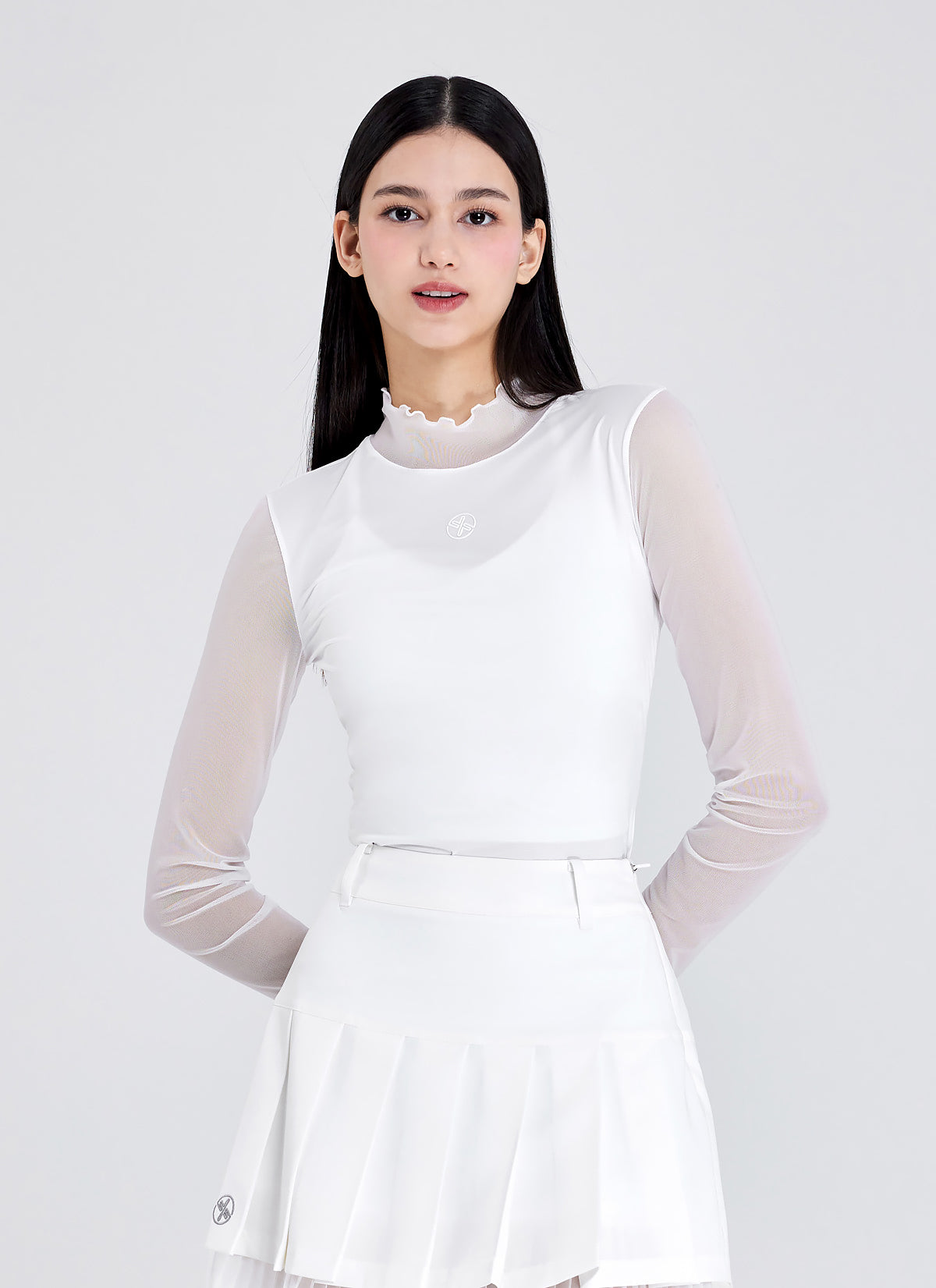 Women's Ruffle Mock Neck Thermal Base Layer Top - Soft & Warm Long Sleeve Shirt for Cold Weather, Layering, Winter Outfits, and Outdoor Activities