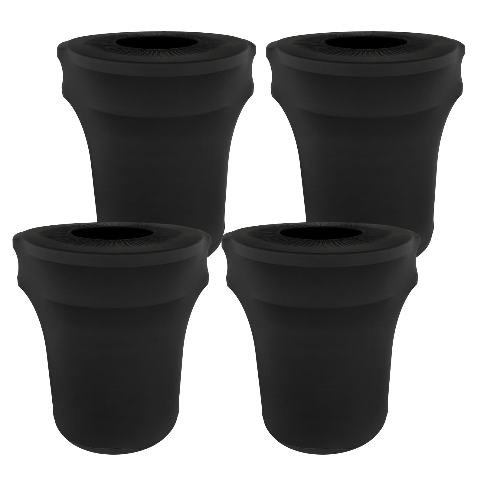 32 Gallon Stretch Spandex Trash Can Covers 4-Pack - Waterproof Outdoor Waste Container Covers, Round Garbage Can Covers for Wedding, Party, Fundraiser Decor - Fitted Design (Black) - Perfect for Outdoor Events, Patio, and Backyard Decorations