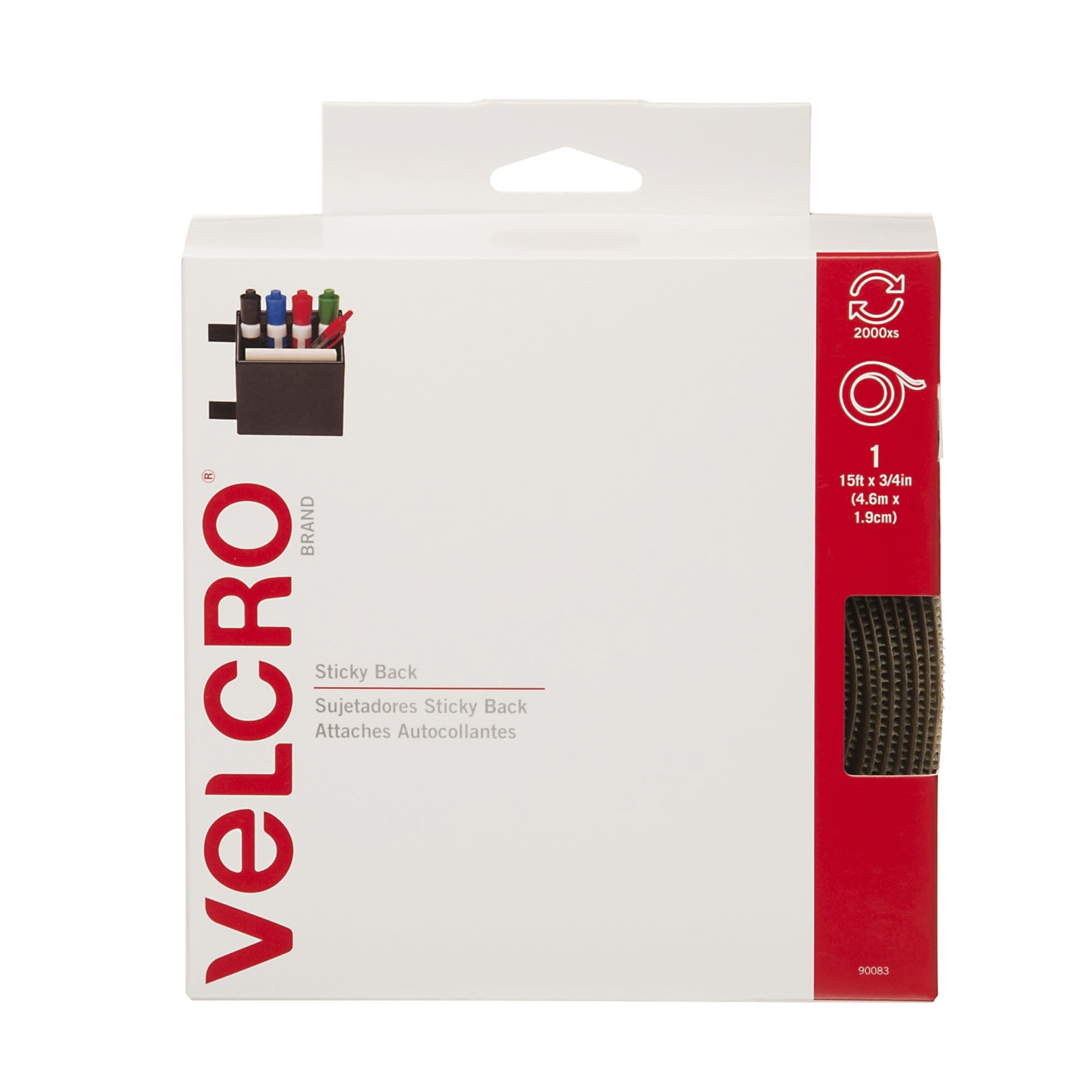 Velcro USA Brand Hook and Loop Fasteners - Strong Reusable Adhesive Strips for DIY, Crafts, Home Organization & Industrial Use