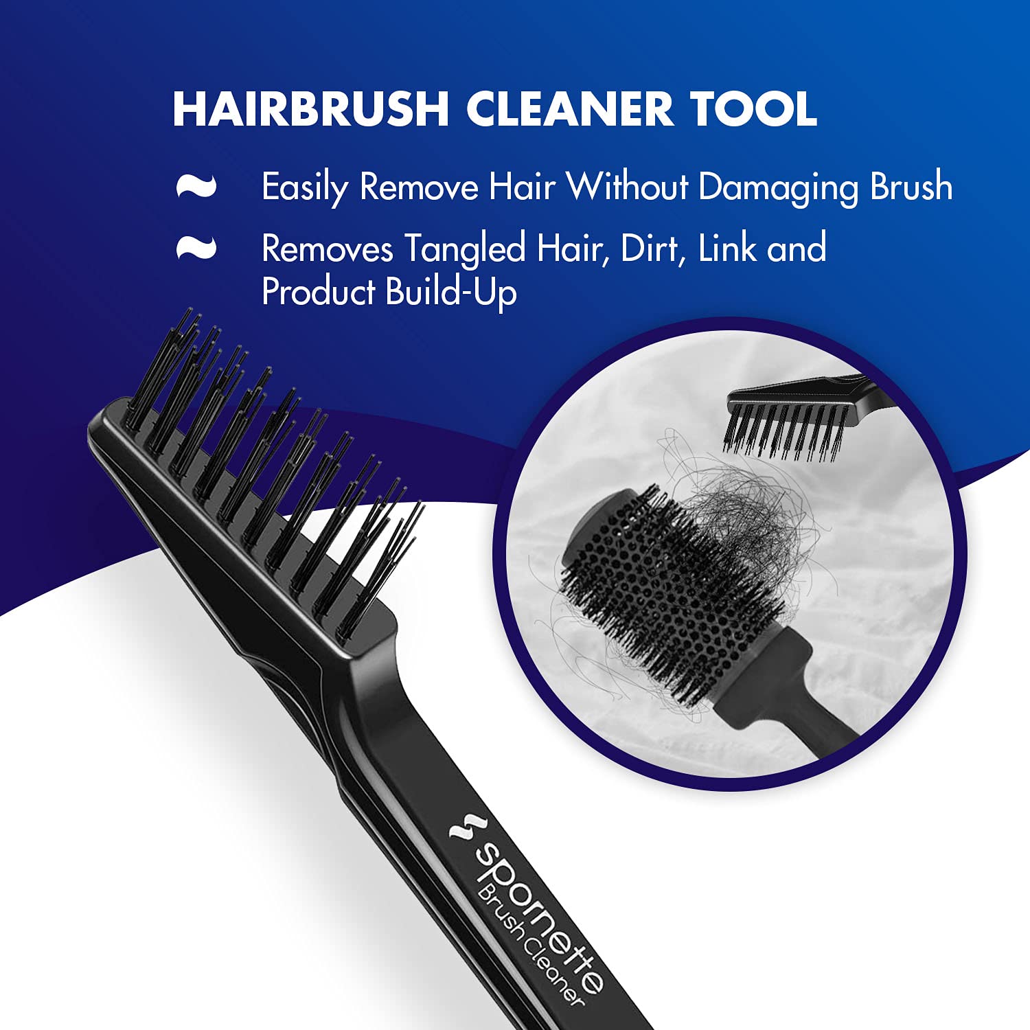 Spornette Small Super Looper Wig Brush Set with Hair Brush Cleaner - Detangling & Styling Brush for Synthetic & Human Hair Wigs - Perfect for Salon, Cosplay & Daily Hair Care