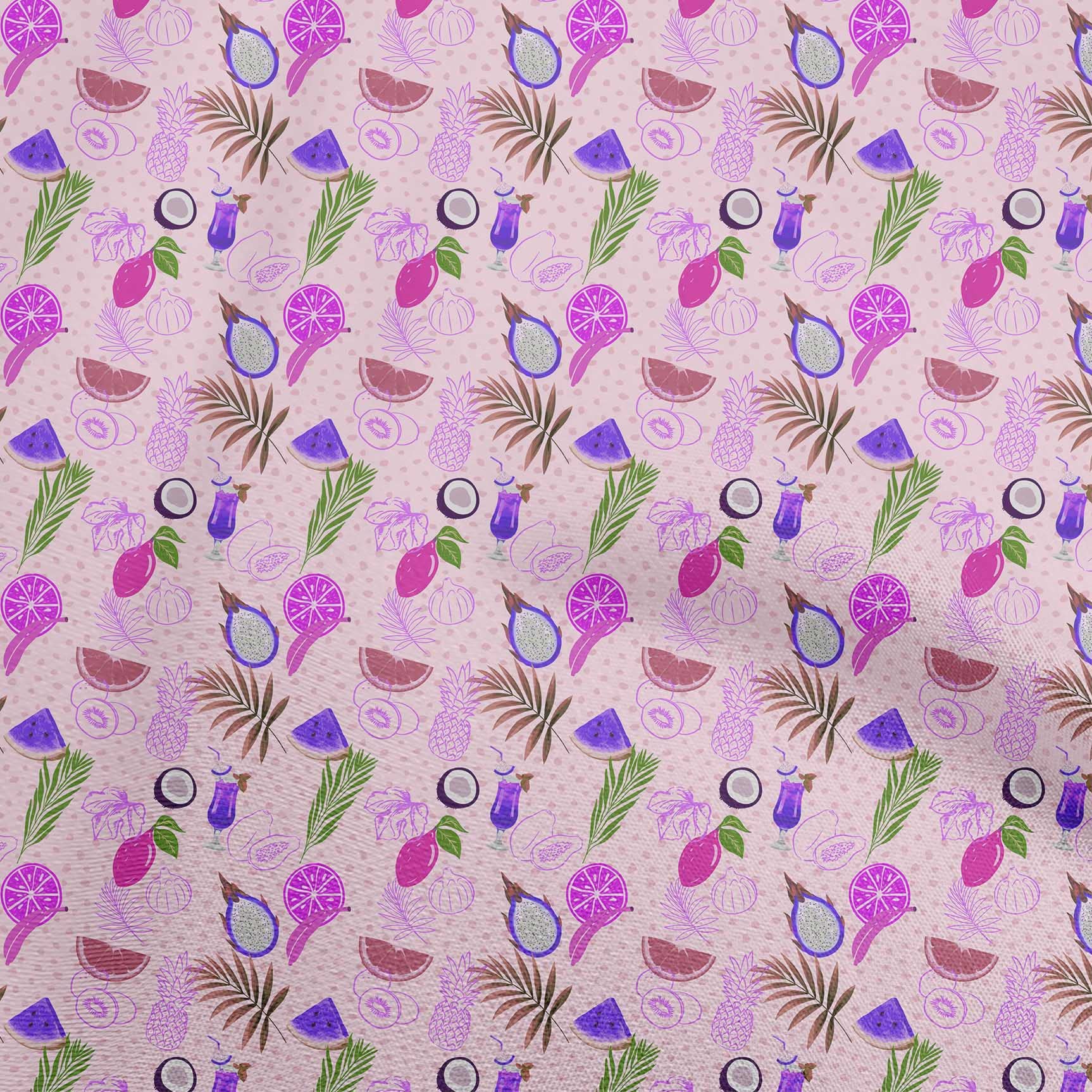 Premium Cotton Cambric Fabric - Light Pink with Lemon & Leaf Print - 42 Inch Wide by The Yard | Perfect for Dresses, Skirts & DIY Fashion Projects