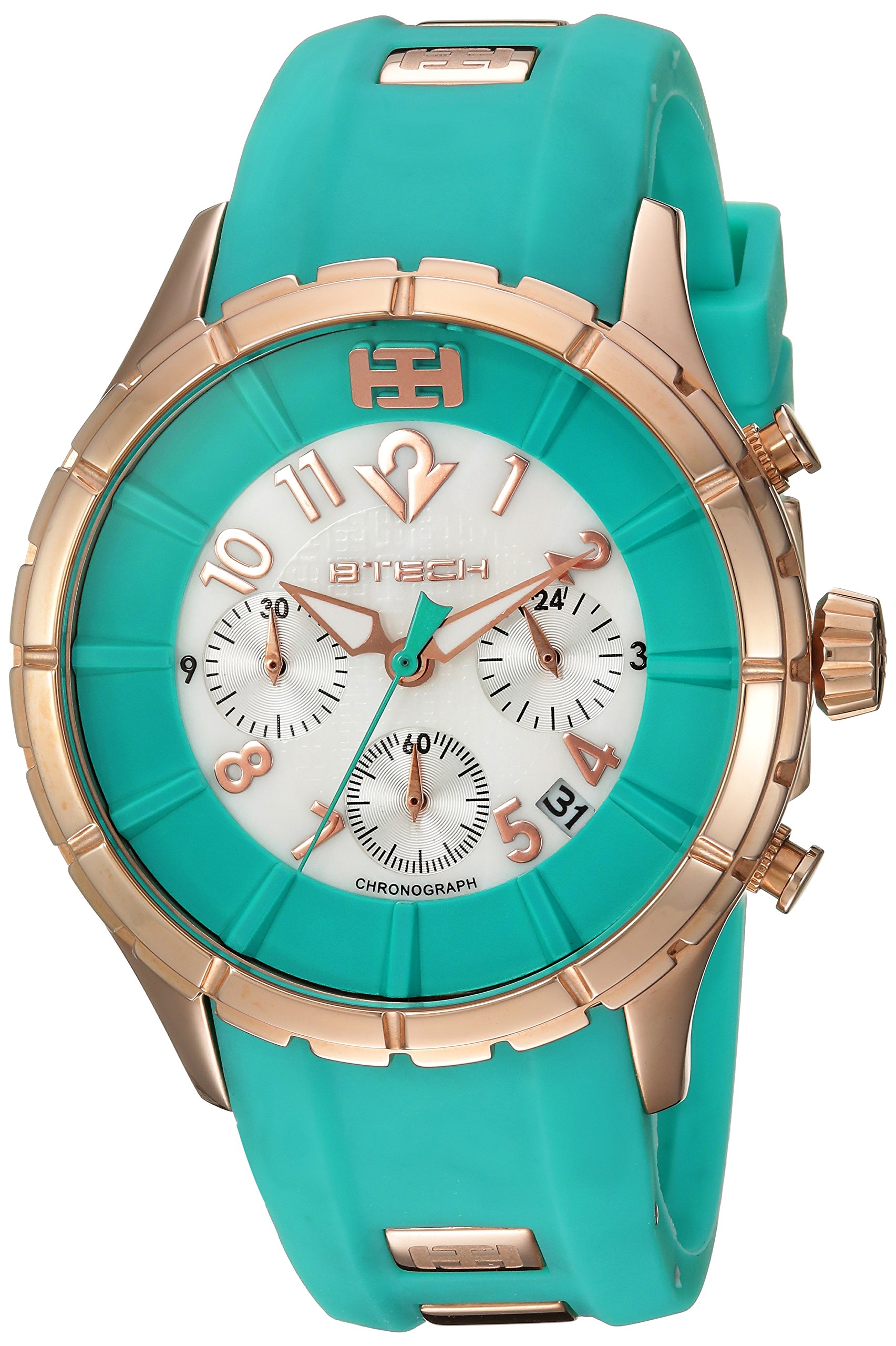 BTECH Women's Analog Chronograph Watch with Silicone Strap - Waterproof Casual & Sport Watch for Running, Swimming, Gym, and Everyday Wear