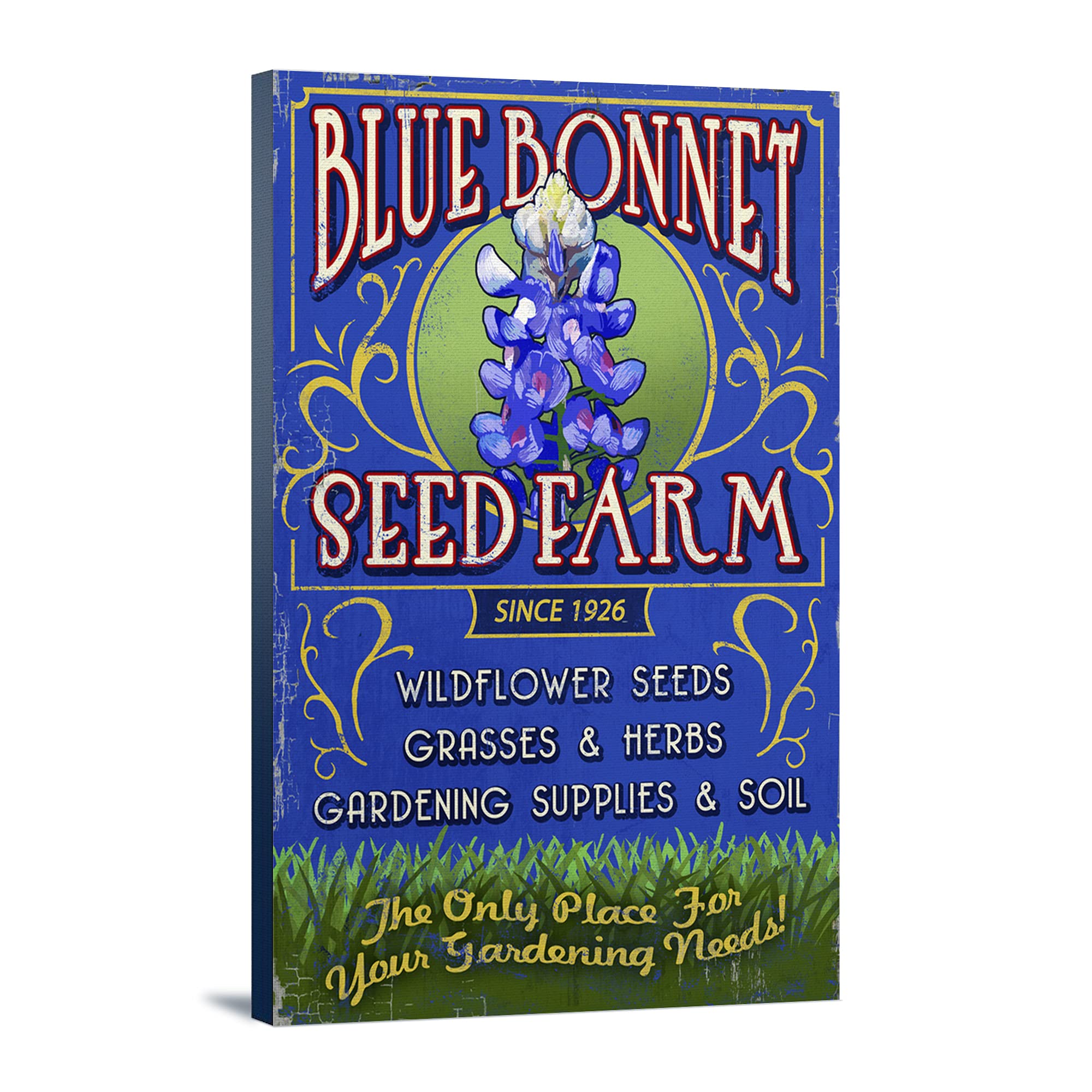Vintage Seed Farm Sign - 16x24 Wrapped Canvas Wall Art Decor - Farmhouse & Rustic Home Decor - Perfect for Kitchen, Living Room, or Office Wall Display
