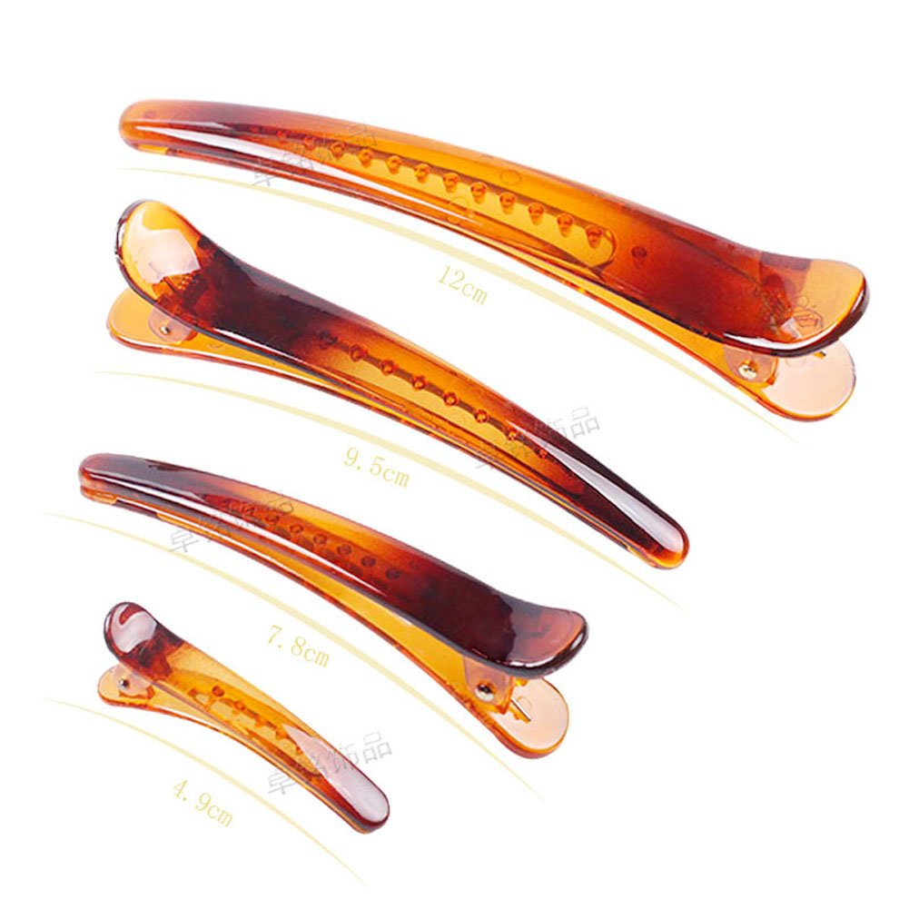 12PCS Brown Plastic Metal Alligator Hair Clips - Professional Salon Hair Barrettes with Non-Slip Duck Bill Teeth (4.9CM) - Perfect for Styling, Curling, and Hair Extensions