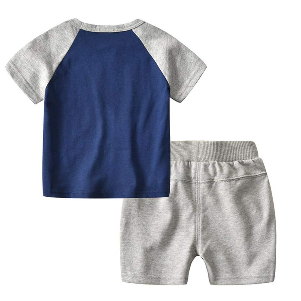 Stylish Boys' Cartoon Animal Print T-Shirt & Shorts Set - Soft Cotton Casual Outfit for Kids Playtime & Daily Wear
