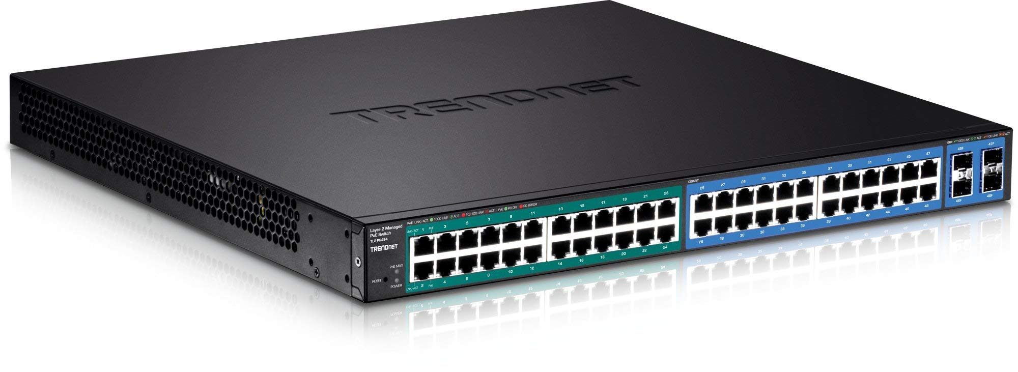 TRENDnet TL2-PG484 48-Port Gigabit PoE+ Managed Layer 2 Switch - 24 Gigabit Ports & 24 PoE+ Ports, 4 SFP Slots, 96Gbps Switching Capacity (Renewed) - Ideal for Office Networks, IP Camera Systems & Small Business IT Infrastructure