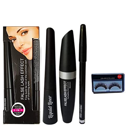 Waterproof Eyeliner, Mascara, Eyebrow Pencil & Kajal Eyeliner Set of 4 - Smudge-Proof Long Lasting Eye Makeup Kit for Party, Wedding & Daily Use