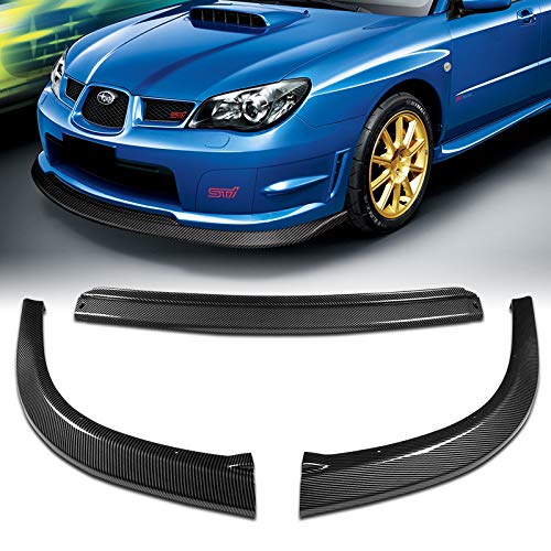 3PCS Front Bumper Lip Kit for 2006-2007 Subaru WRX STI | S204-Style Splitter Trim | Carbon Look Spoiler & Air Dam Diffuser | Enhanced Protection & Aerodynamics | Perfect for Street Racing & Car Shows