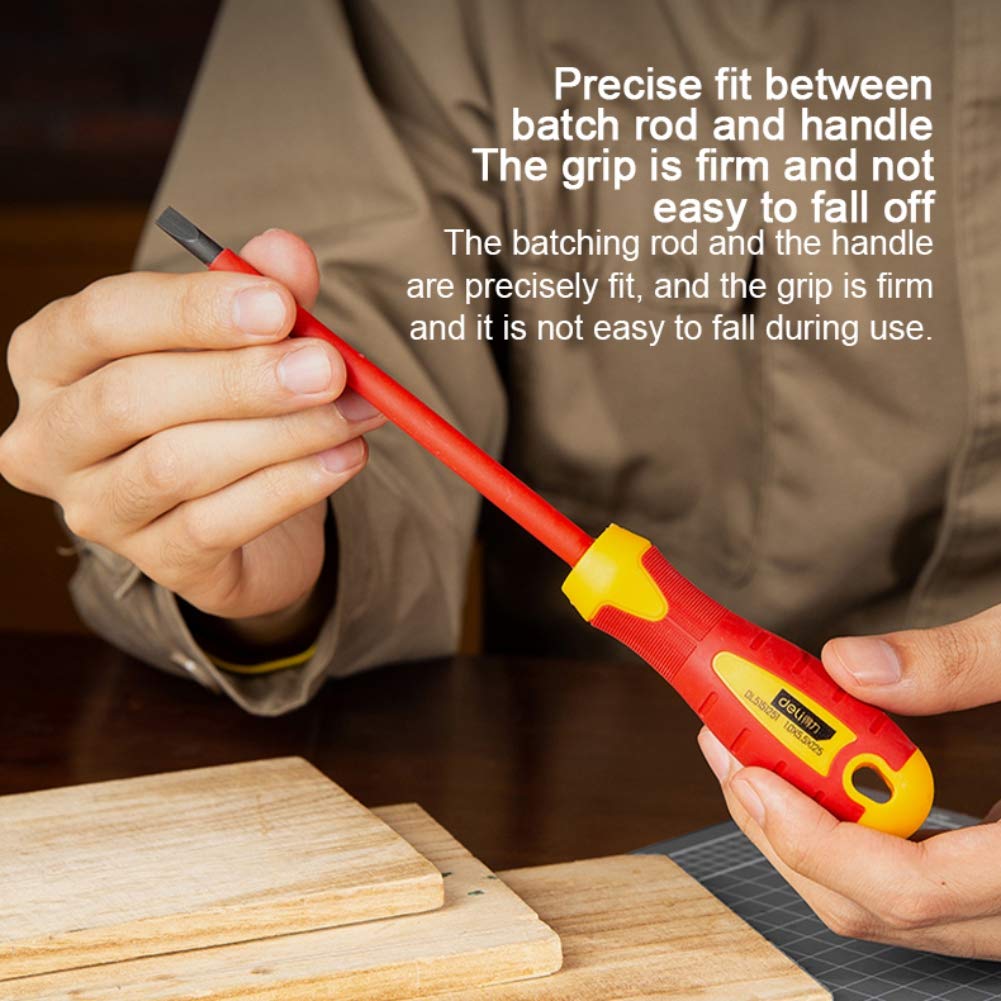 Red & Yellow Insulated Slotted Screwdriver - Electrical Tool for Safe Wiring & Home Repairs