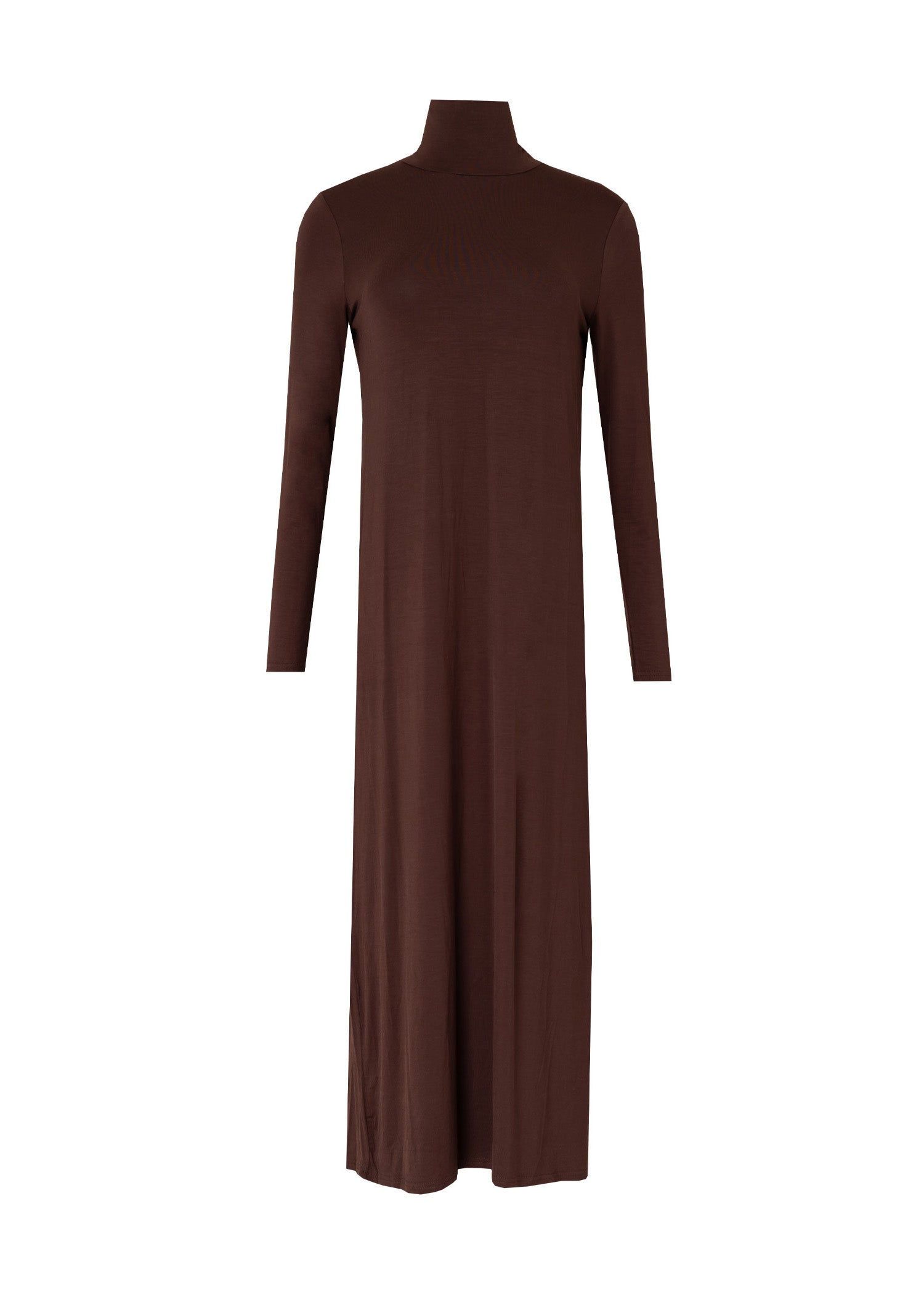 Elegant Brown Turtleneck Maxi Dress for Women - Soft Knit Long Sleeve Bodycon Dress - Perfect for Fall/Winter, Date Night & Office Wear