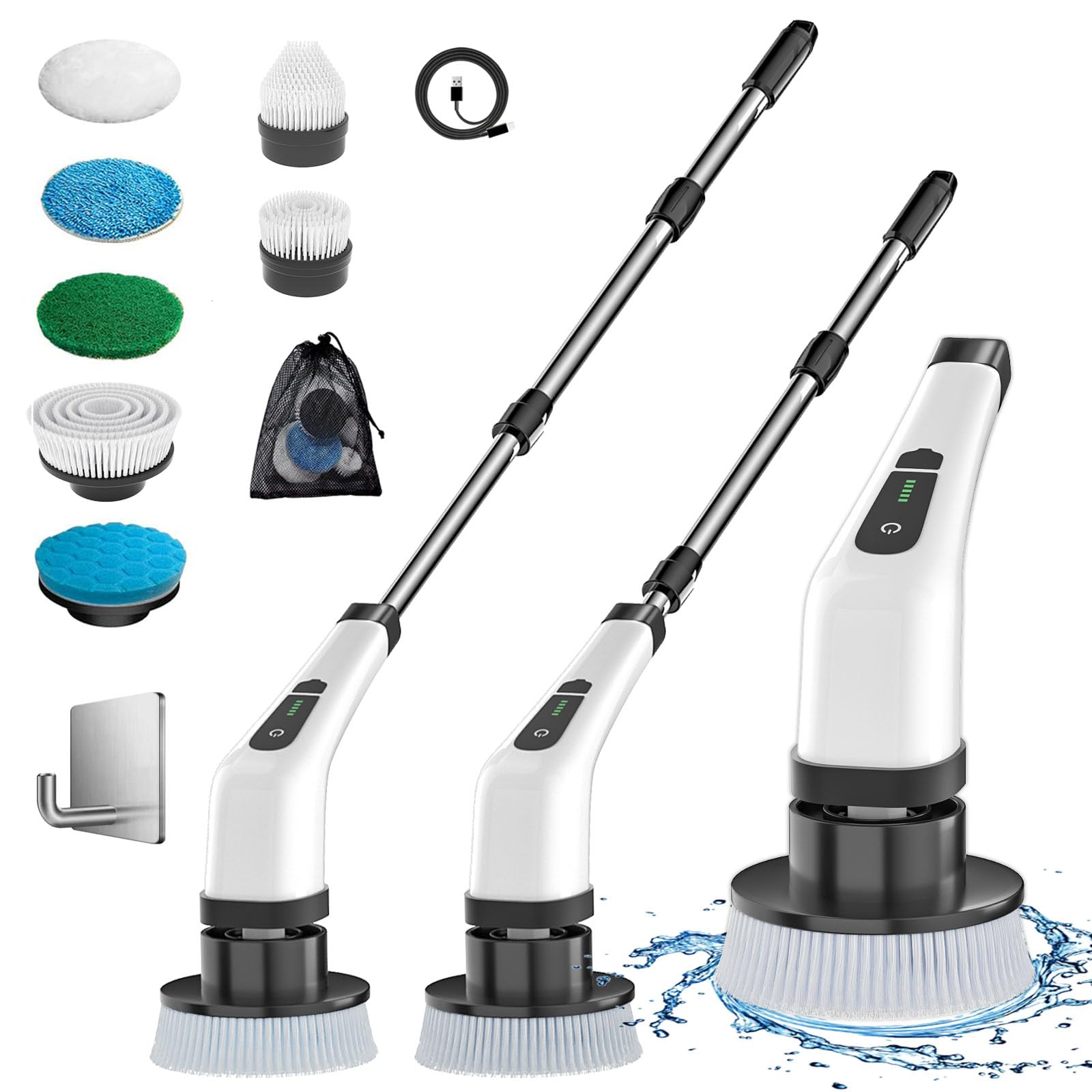 MGLSDeet Electric Spin Scrubber - Rechargeable Cordless Cleaning Brush with 7 Replaceable Heads | Powerful Bathroom, Tile, Window, Floor, Tub & Car Cleaner | Perfect for Deep Cleaning Grout, Shower Stalls & Vehicle Detailing