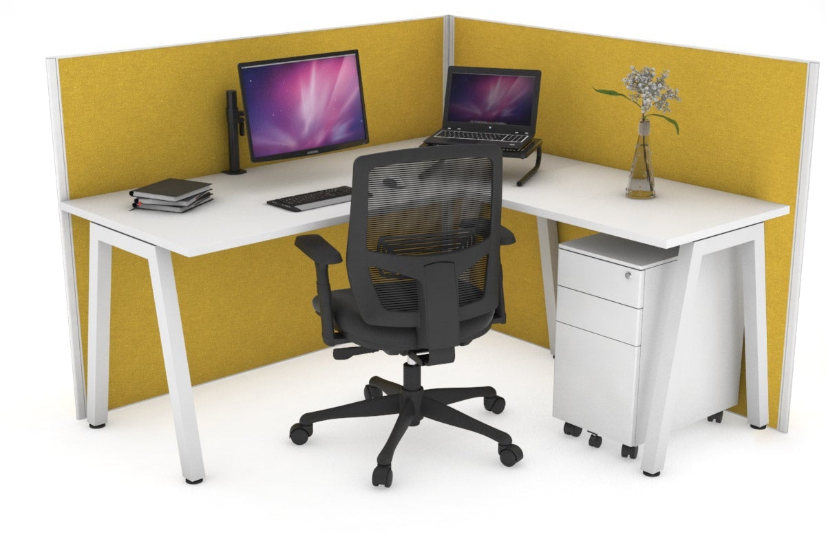 Horizon Quadro A Legs L-Shaped Corner Office Desk - 1600L x 1700W Dimensions - Modern Home Office & Gaming Desk for Small Spaces - Perfect for Workstations, Study Rooms & Home Offices