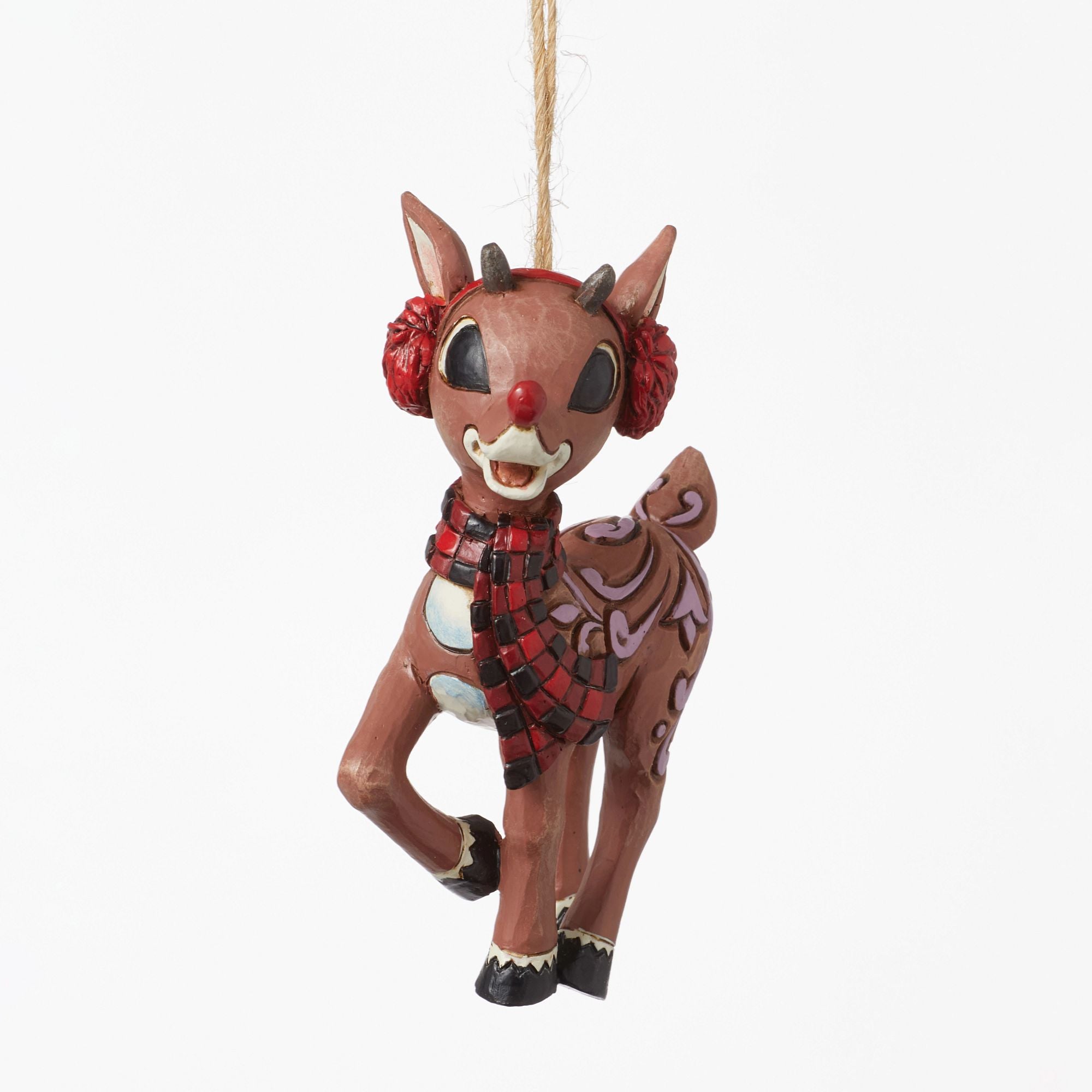 Rudolph with Earmuffs Christmas Tree Ornament - Festive Holiday Decor for Home, Office & Gift Giving