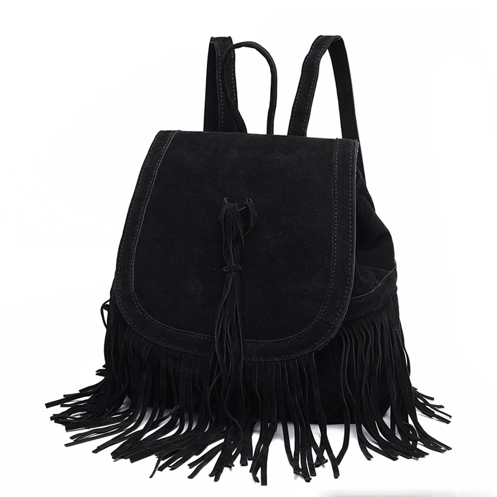 Stylish Women's Suede Fringe Tassel Backpack Purse - PU Leather Shoulder Bag for Travel, Work & Daily Use | Fashionable Daypack for Women | Perfect for Commuting, Shopping & Weekend Getaways